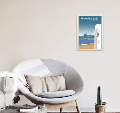 Seaton Carew Portrait North East Coast Travel Art Print by Richard O'Neill A3 Oak Frame