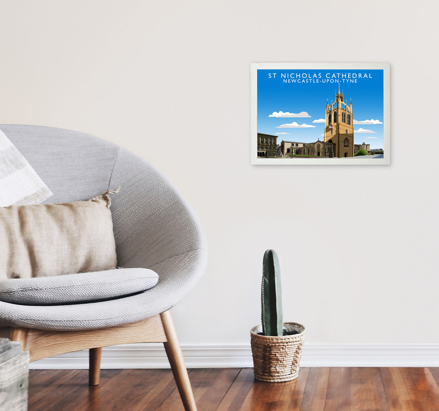 St Nicholas Cathedral Newcastle-Upon-Tyne Art Print by Richard O'Neill A3 Oak Frame