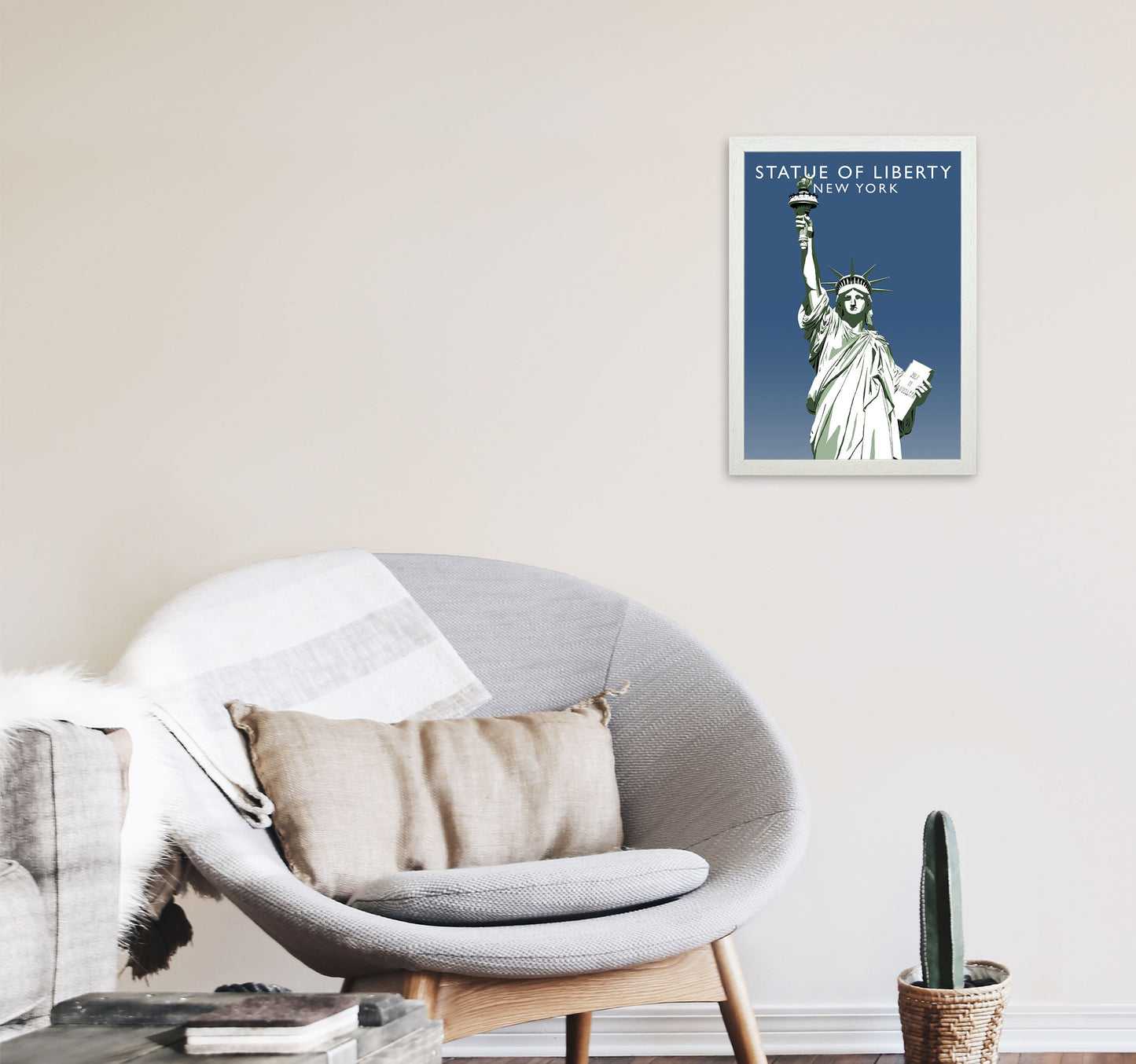 Statue of Liberty New York Art Print by Richard O'Neill A3 Oak Frame