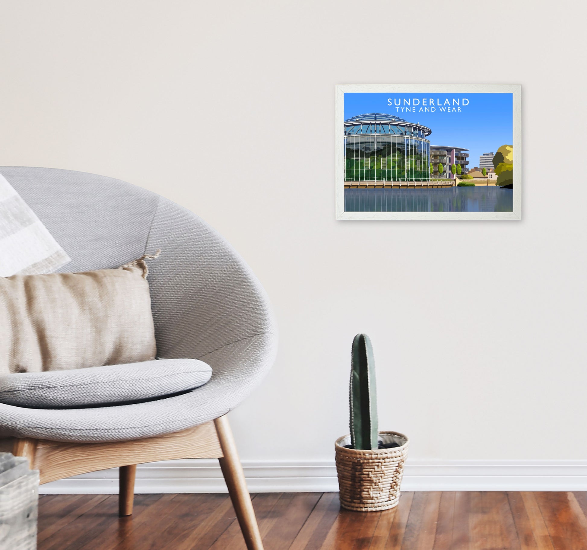 Sunderland Tyne and Wear Travel Art Print by Richard O'Neill A3 Oak Frame