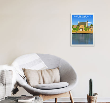 The Trout Inn Portrait Wolvercote Travel Art Print by Richard O'Neill A3 Oak Frame