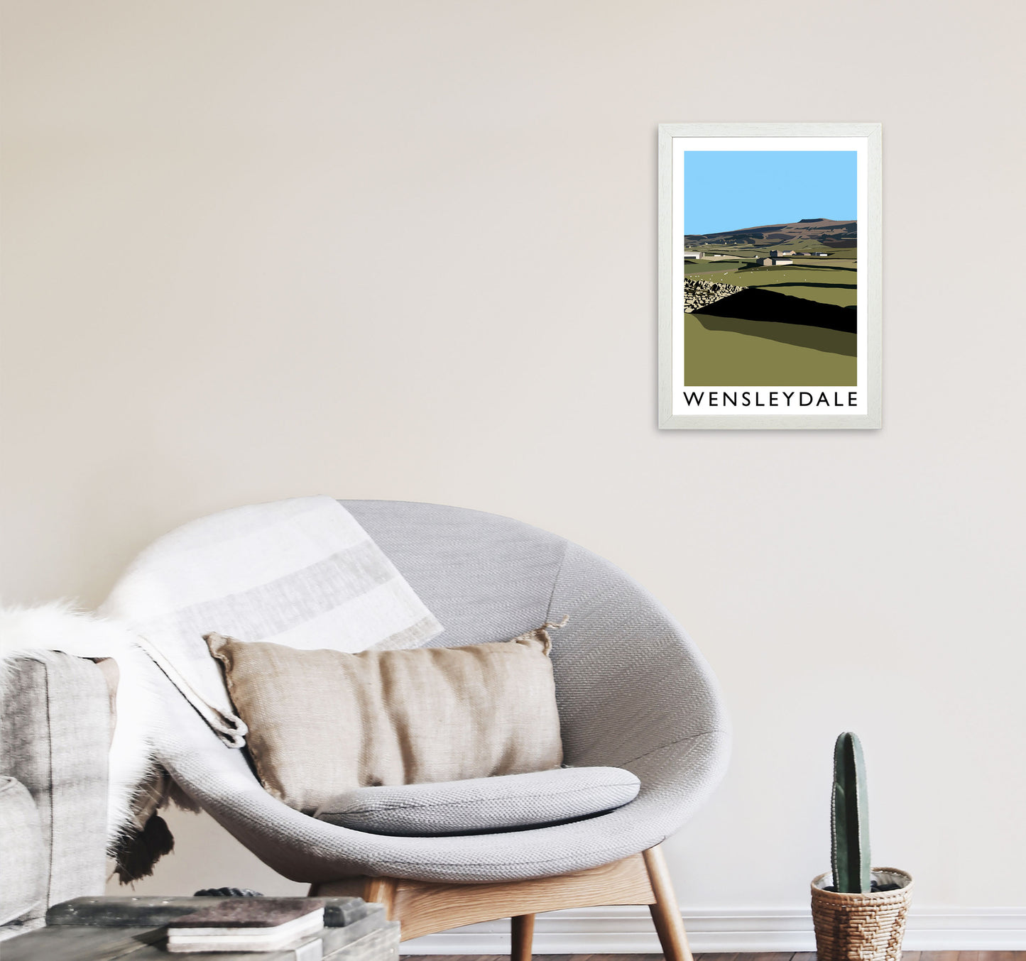 Wensleydale Travel Art Print by Richard O'Neill, Framed Wall Art A3 Oak Frame