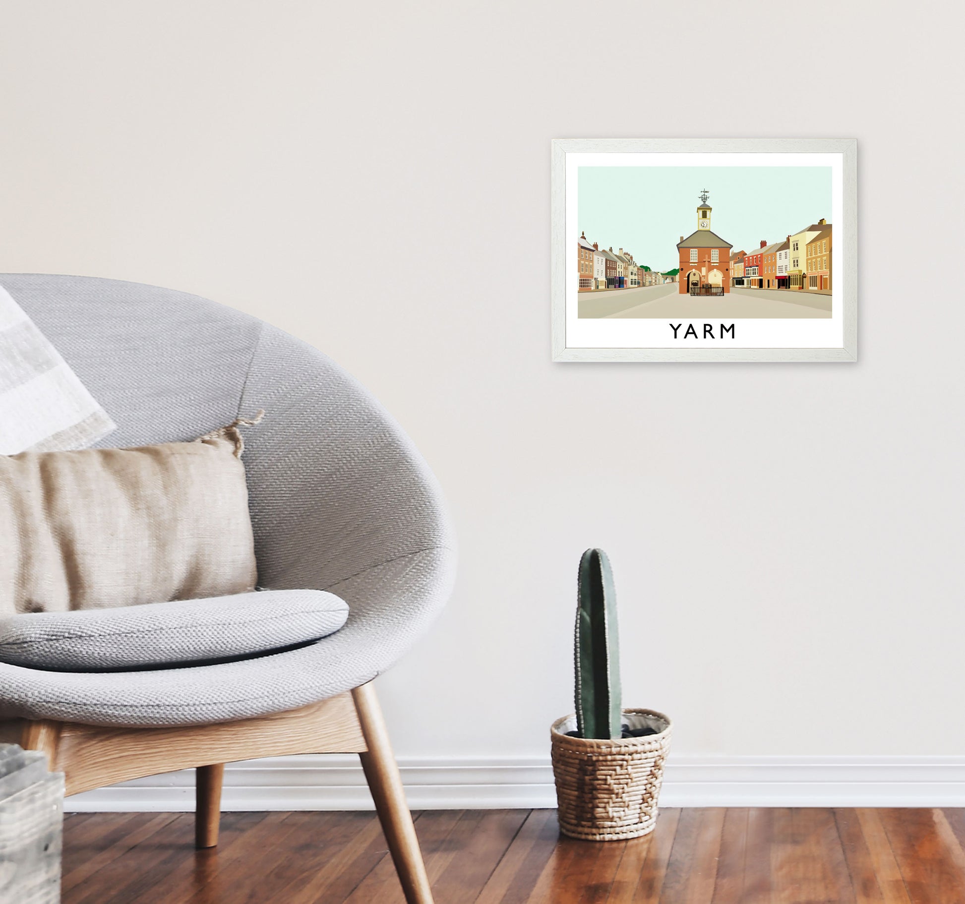 Yarm Art Print by Richard O'Neill, Framed Wall Art A3 Oak Frame