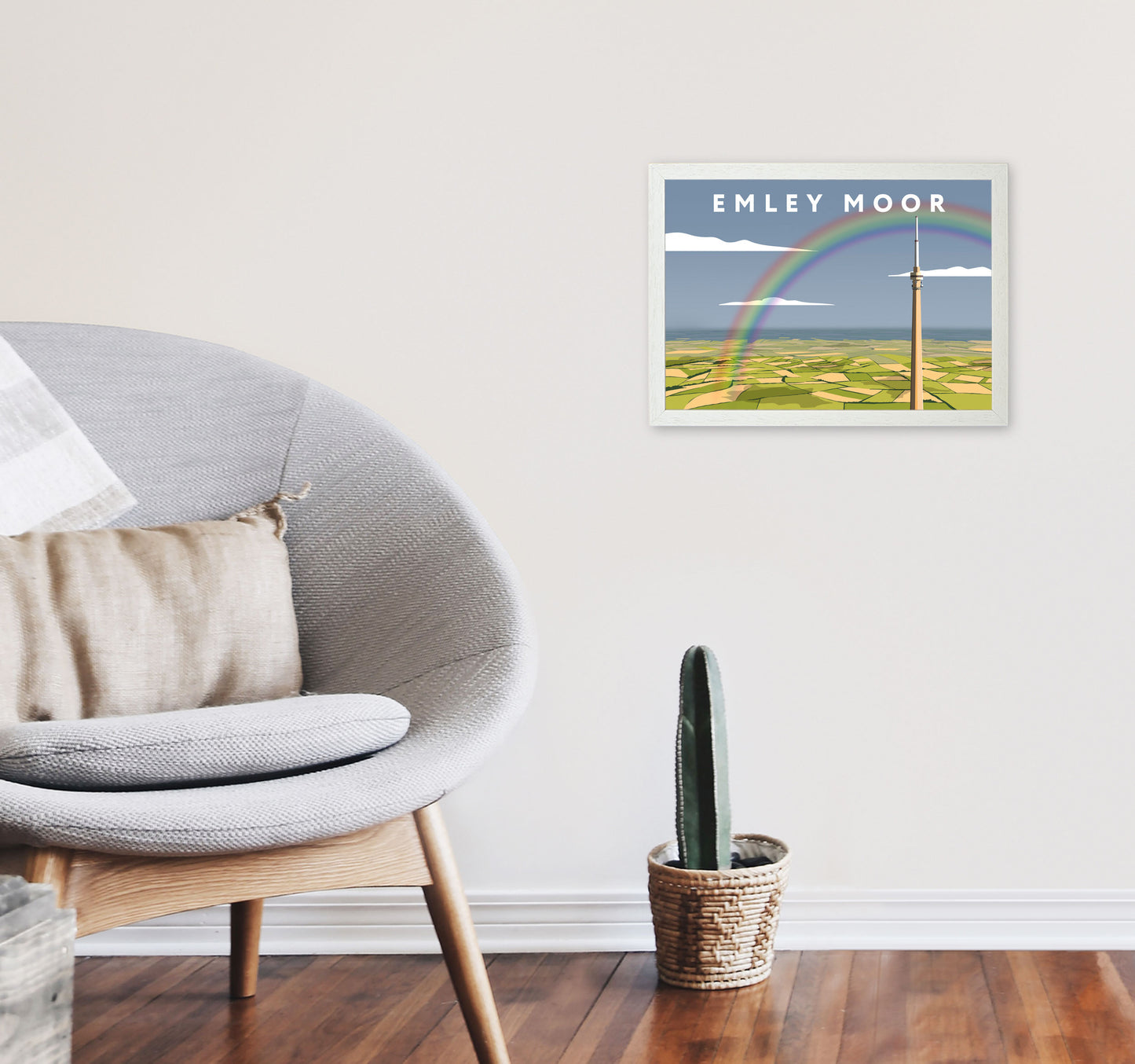 Emley Moor Framed Digital Art Print by Richard O'Neill A3 Oak Frame