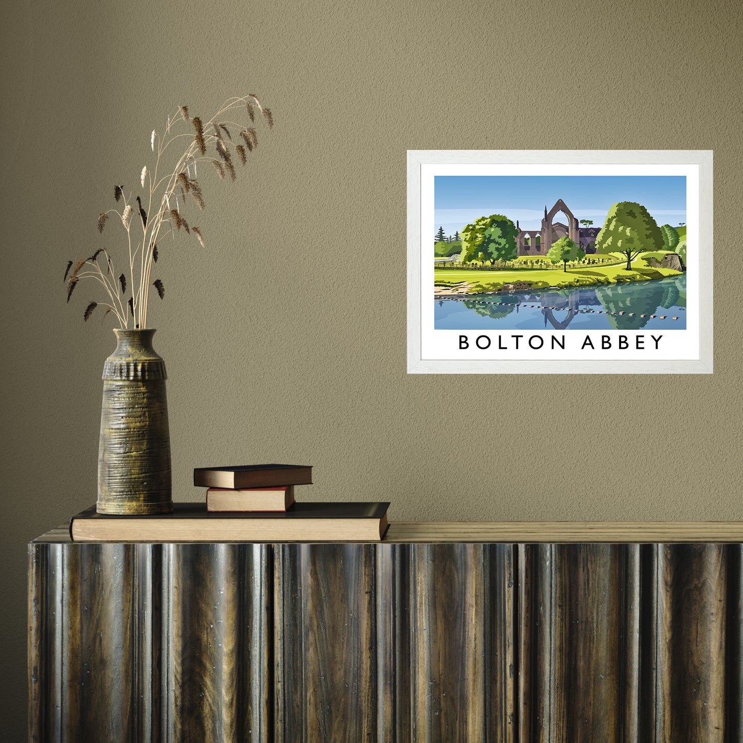 Bolton Abbey by Richard O'Neill A3 White Frame