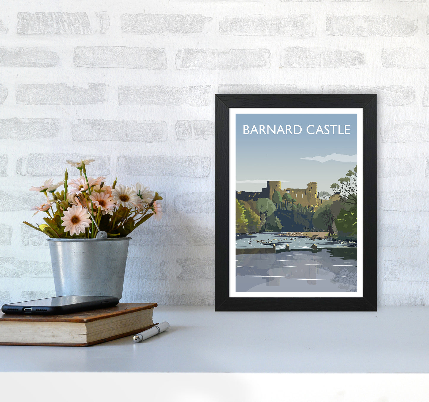 Barnard Castle 2 Portrait Art Print by Richard O'Neill A4 White Frame