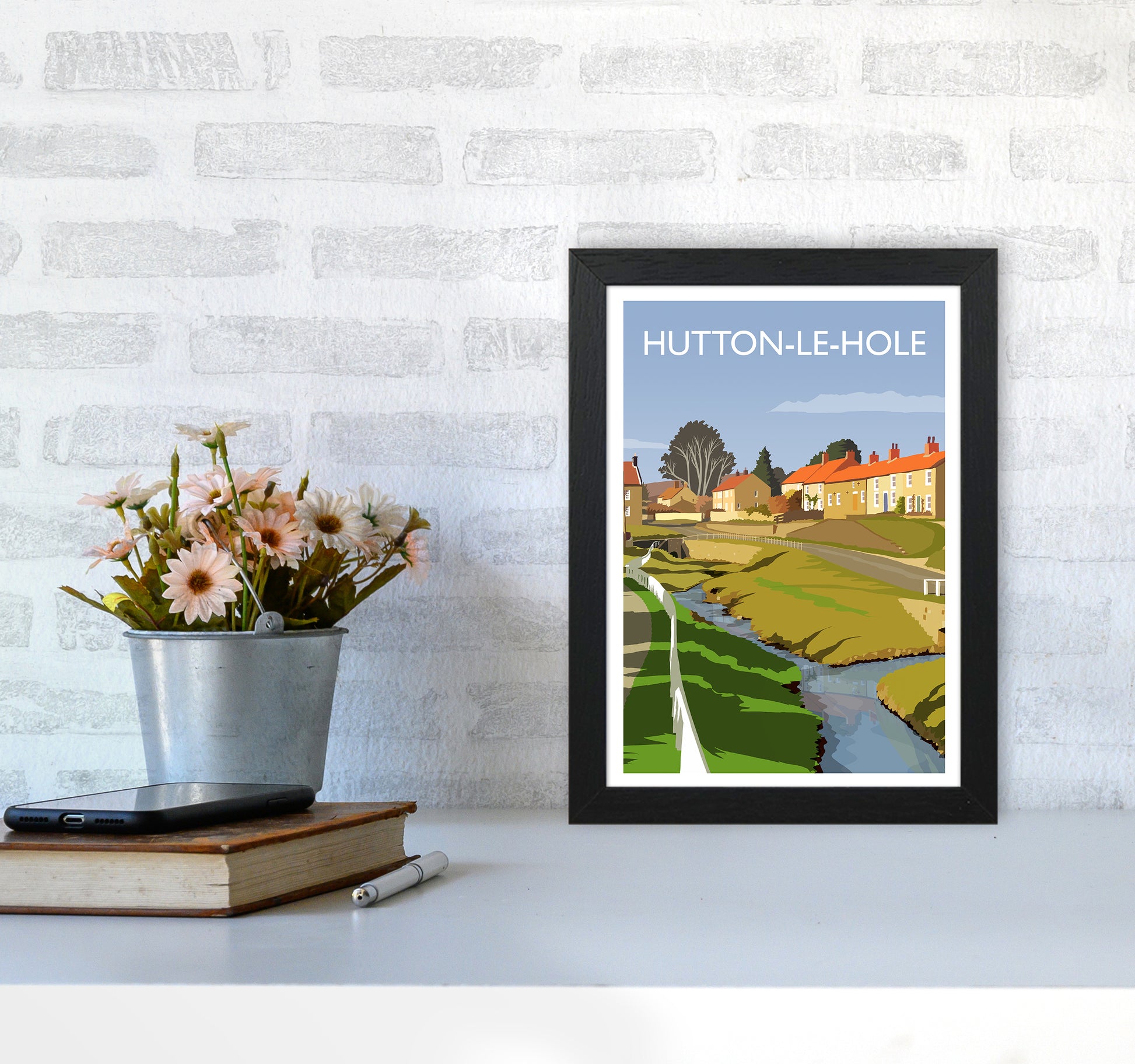 Hutton-Le-Hole Portrait Art Print by Richard O'Neill A4 White Frame