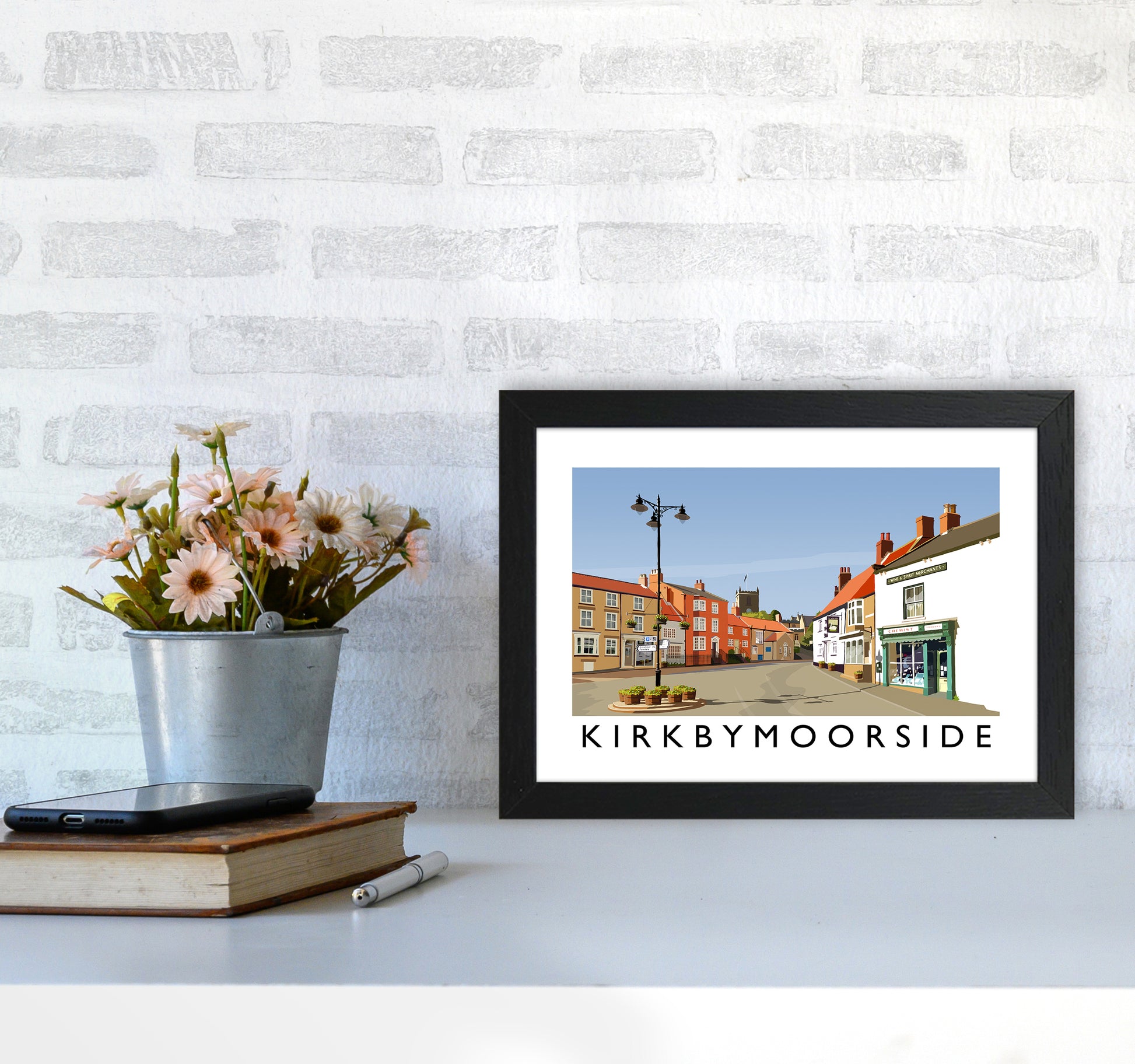 Kirkbymoorside Art Print by Richard O'Neill A4 White Frame