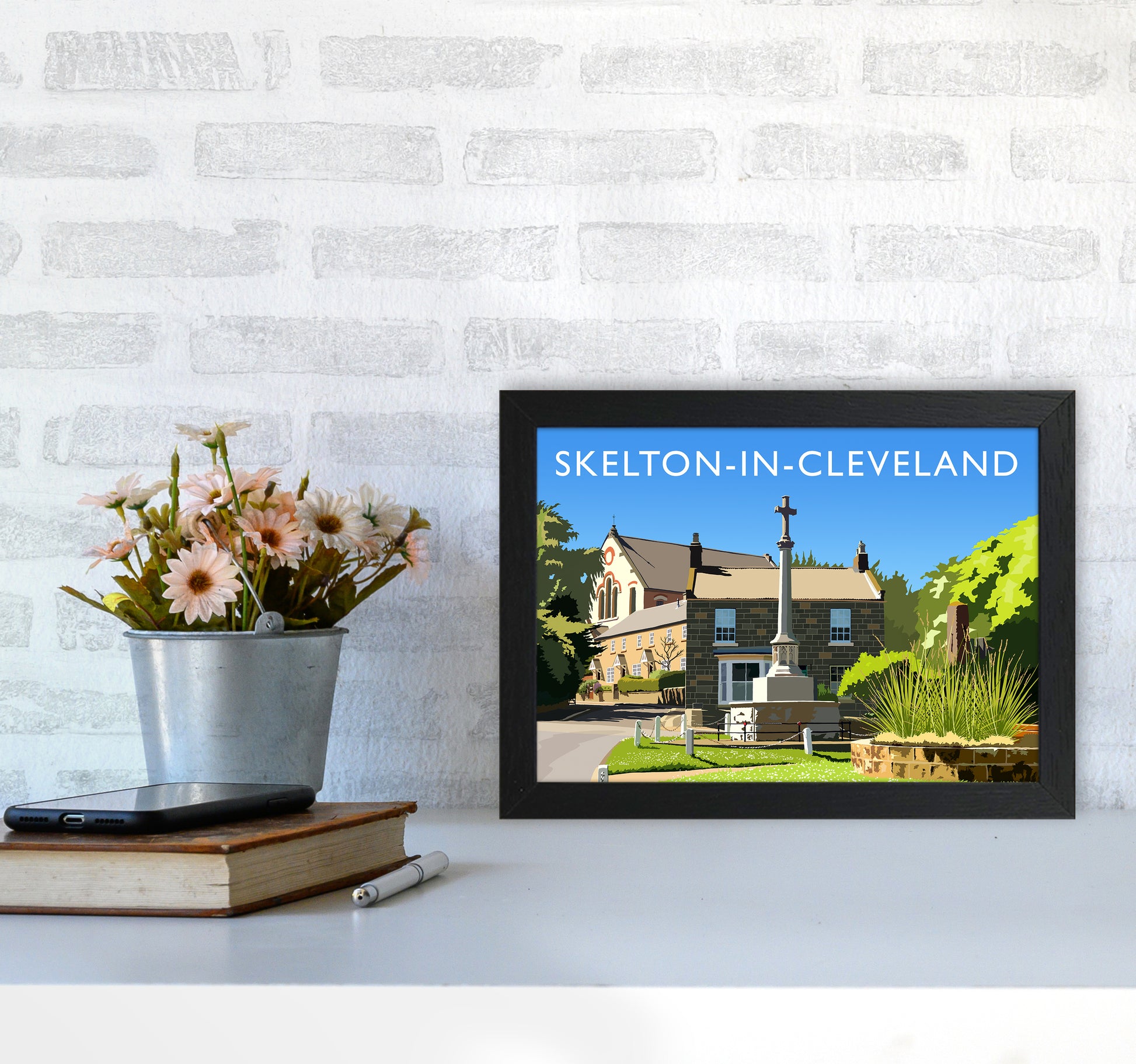 Skelton-in-Cleveland Travel Art Print by Richard O'Neill A4 White Frame