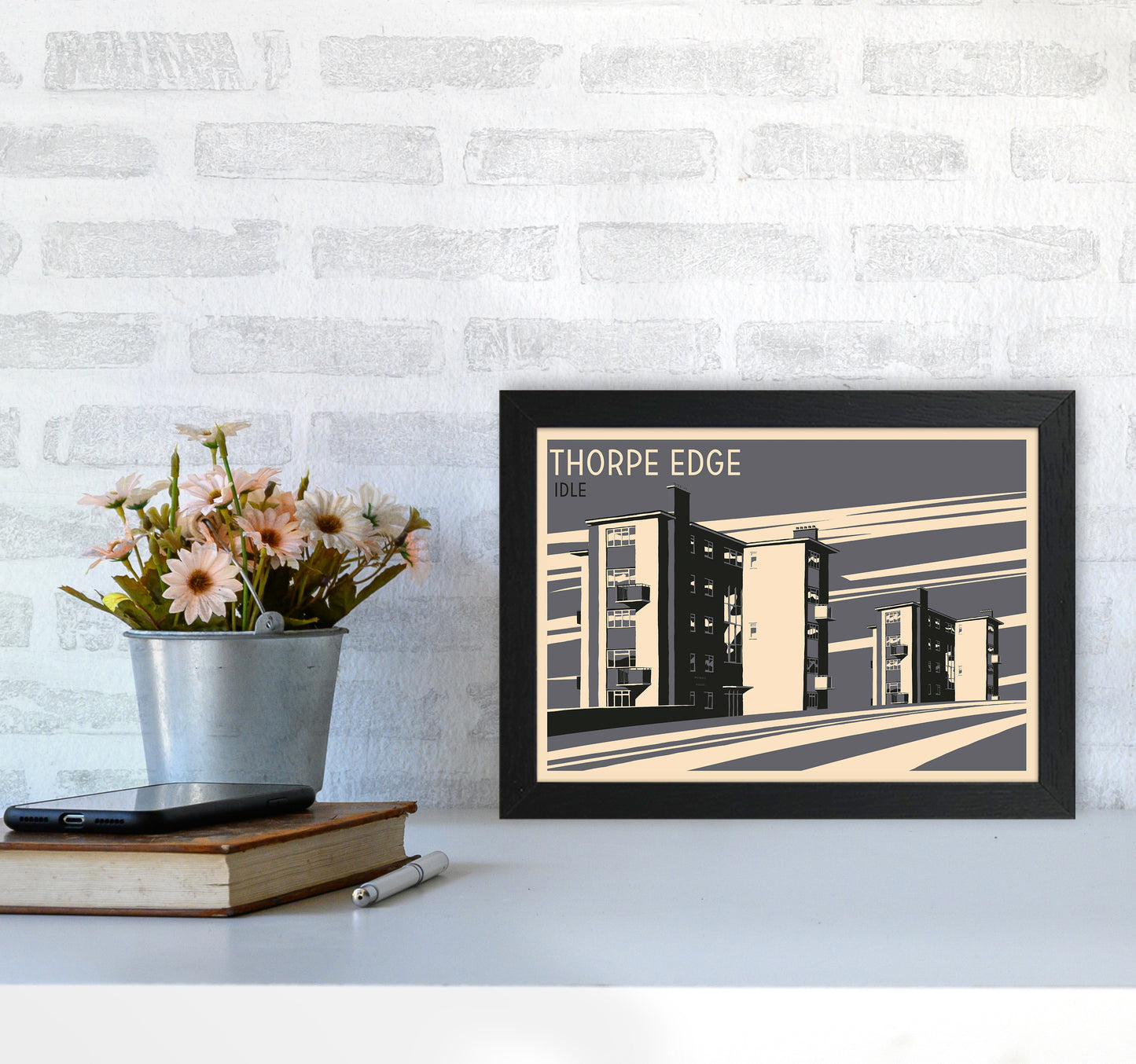 Thorpe Edge, Idle Travel Art Print by Richard O'Neill A4 White Frame