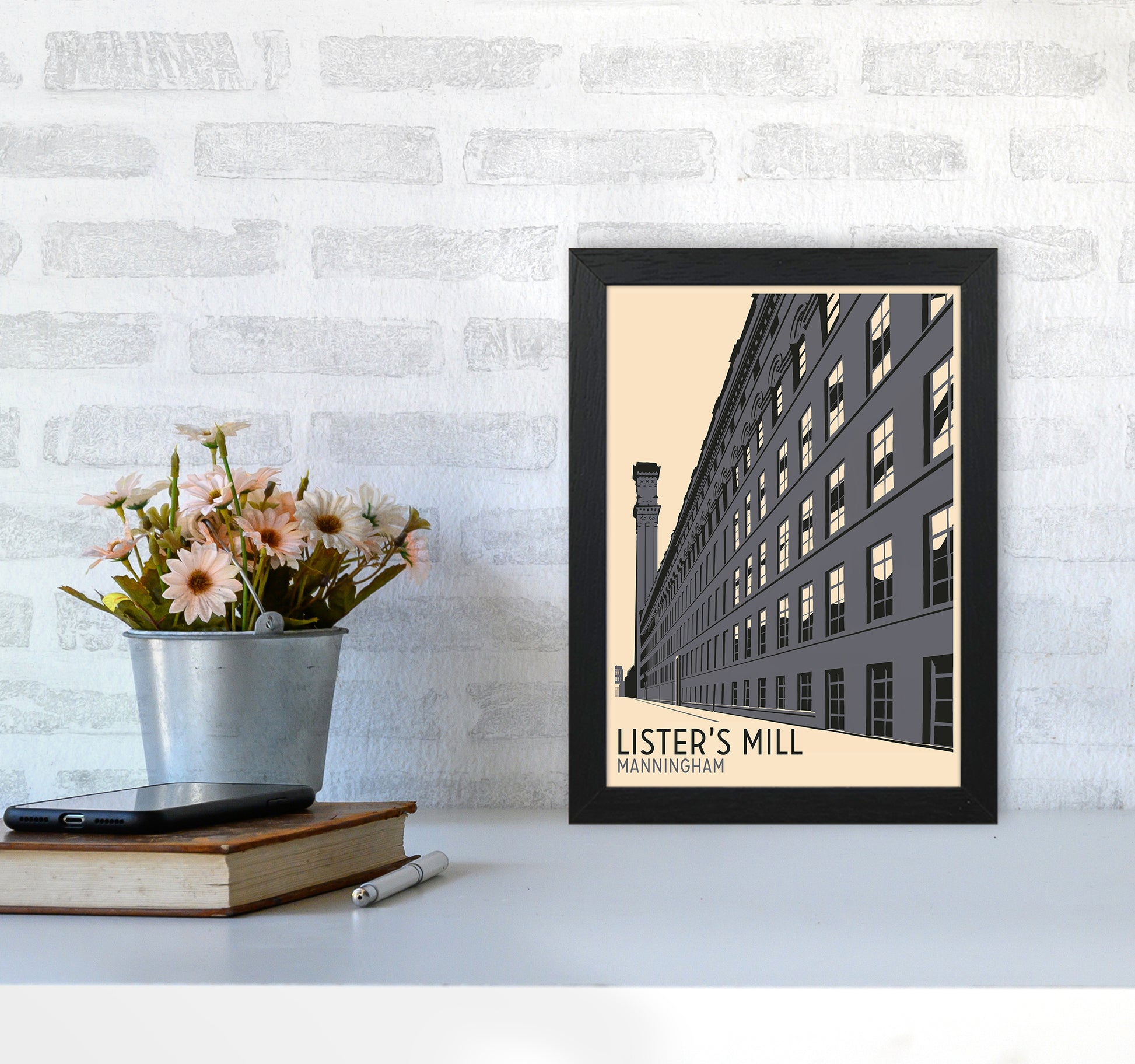 Lister's Mill, Manningham Travel Art Print by Richard O'Neill A4 White Frame