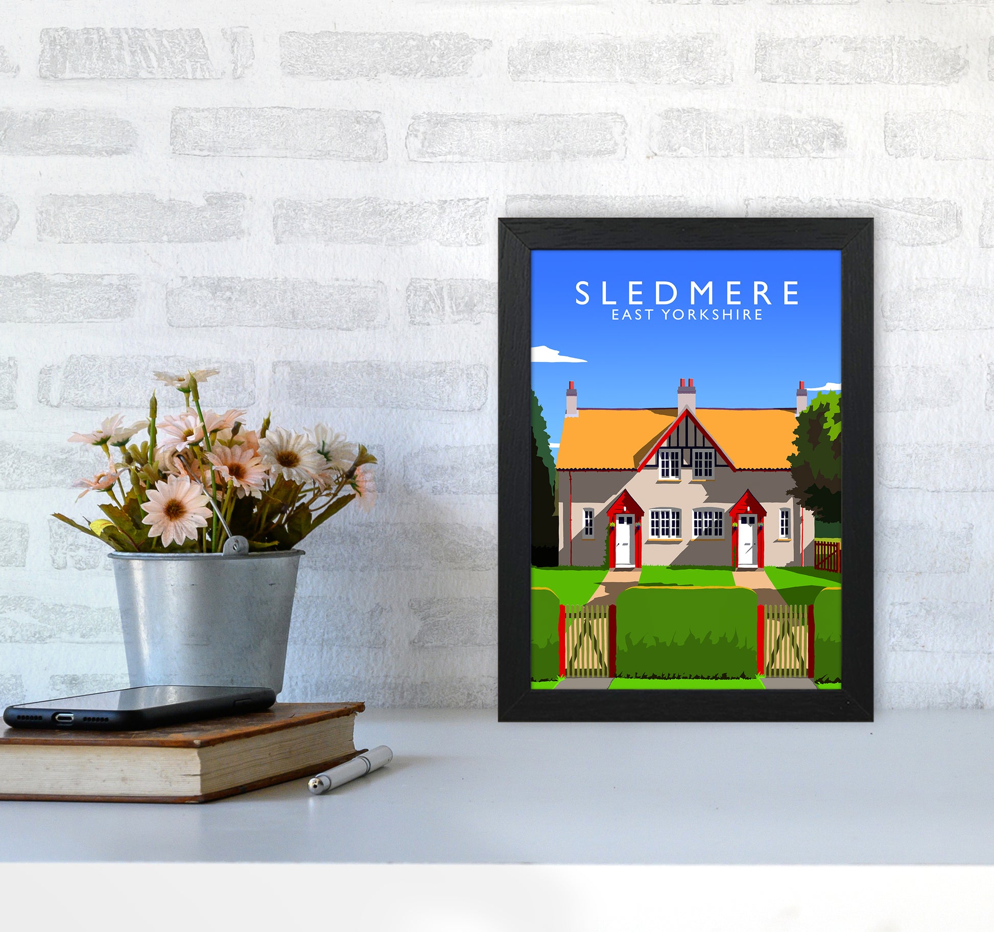 Sledmere portrait Travel Art Print by Richard O'Neill A4 White Frame