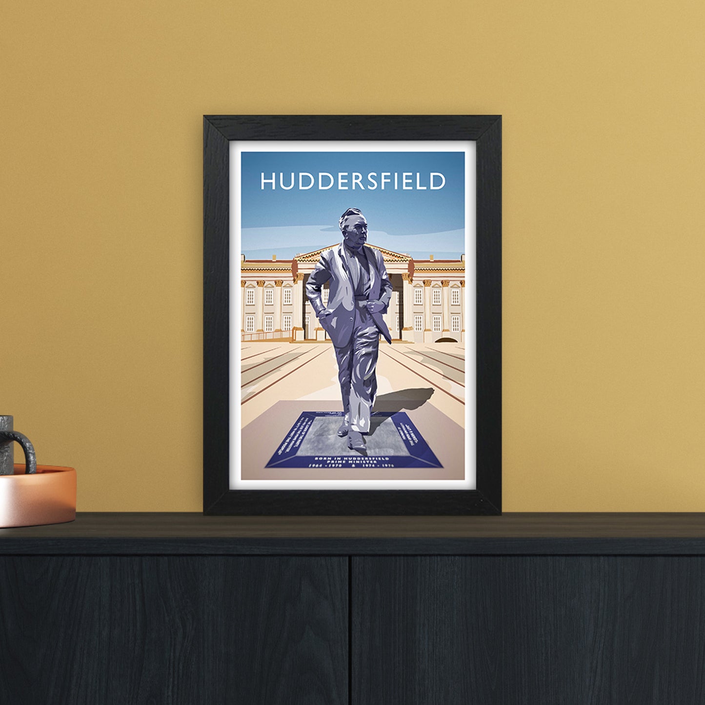 Huddersfield Portrait Travel Art Print by Richard O'Neill A4 White Frame