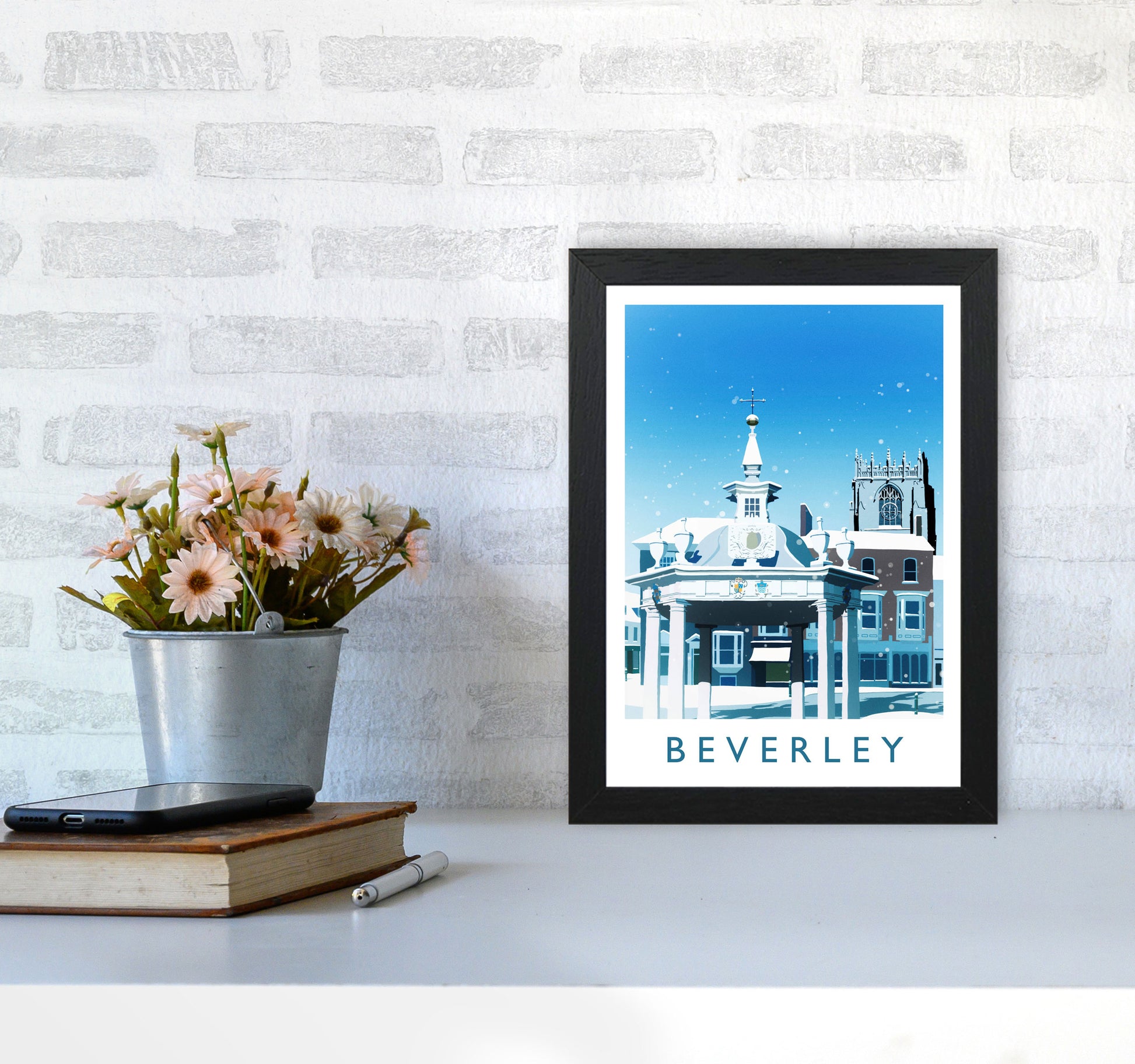 Beverley (Snow) 2 portrait Travel Art Print by Richard O'Neill A4 White Frame