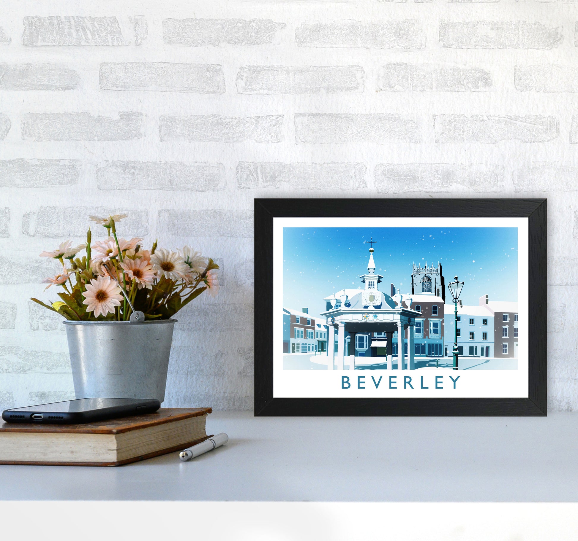 Beverley (Snow) 2 Travel Art Print by Richard O'Neill A4 White Frame