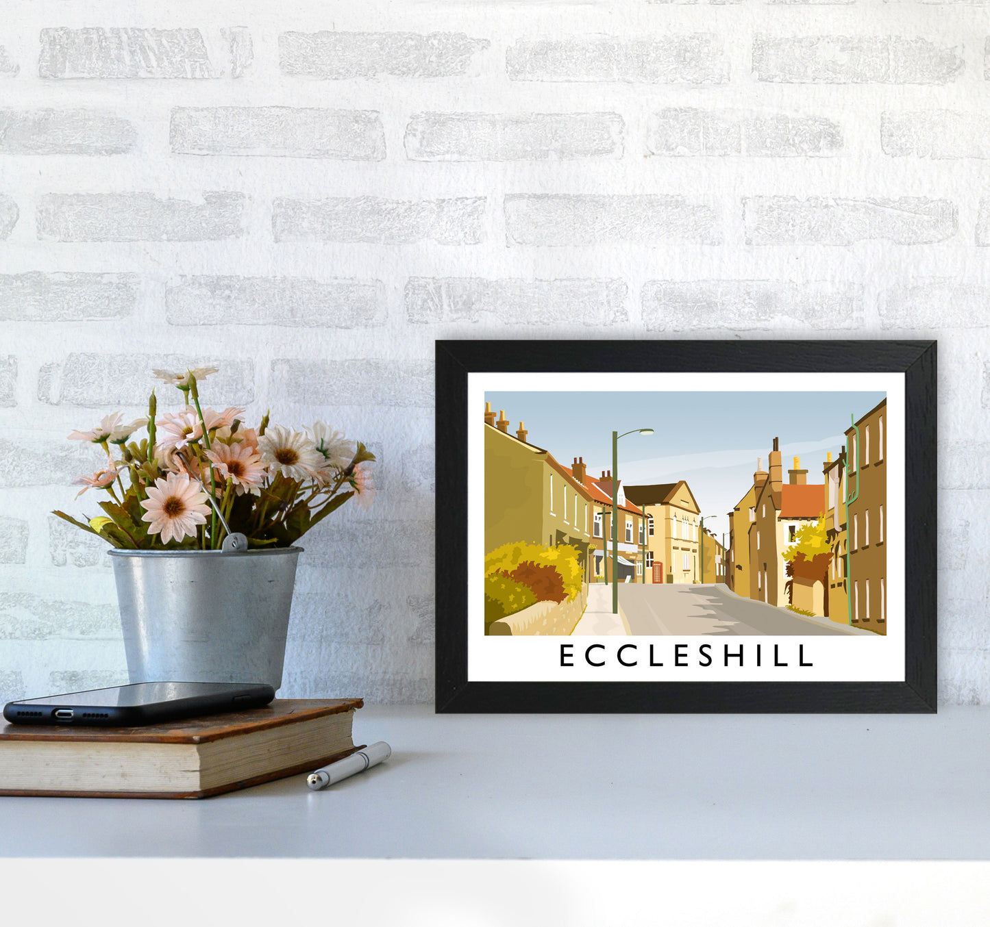 Eccleshill Travel Art Print by Richard O'Neill A4 White Frame