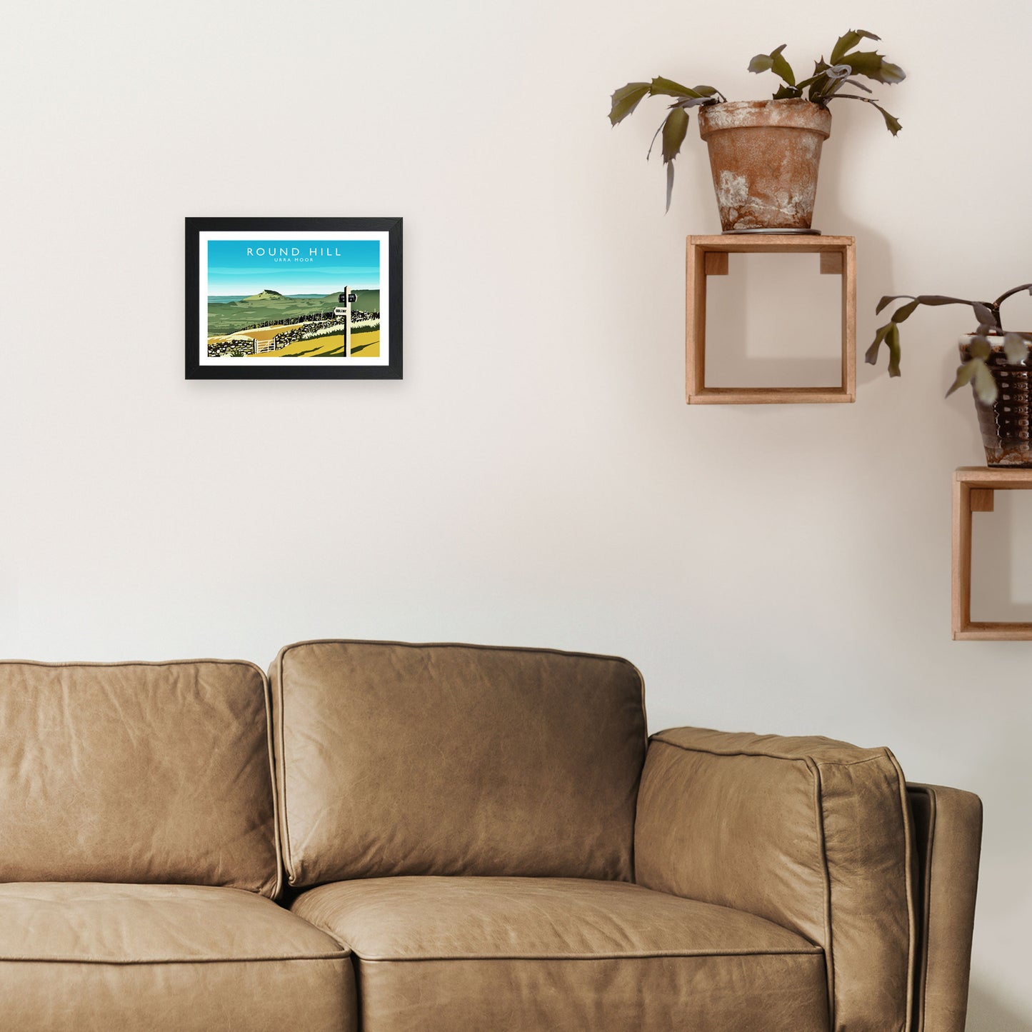 Round Hill Travel Art Print by Richard O'Neill A4 White Frame