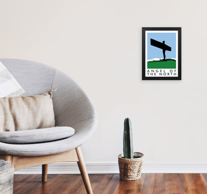 Angel of The North Art Print by Richard O'Neill A4 White Frame