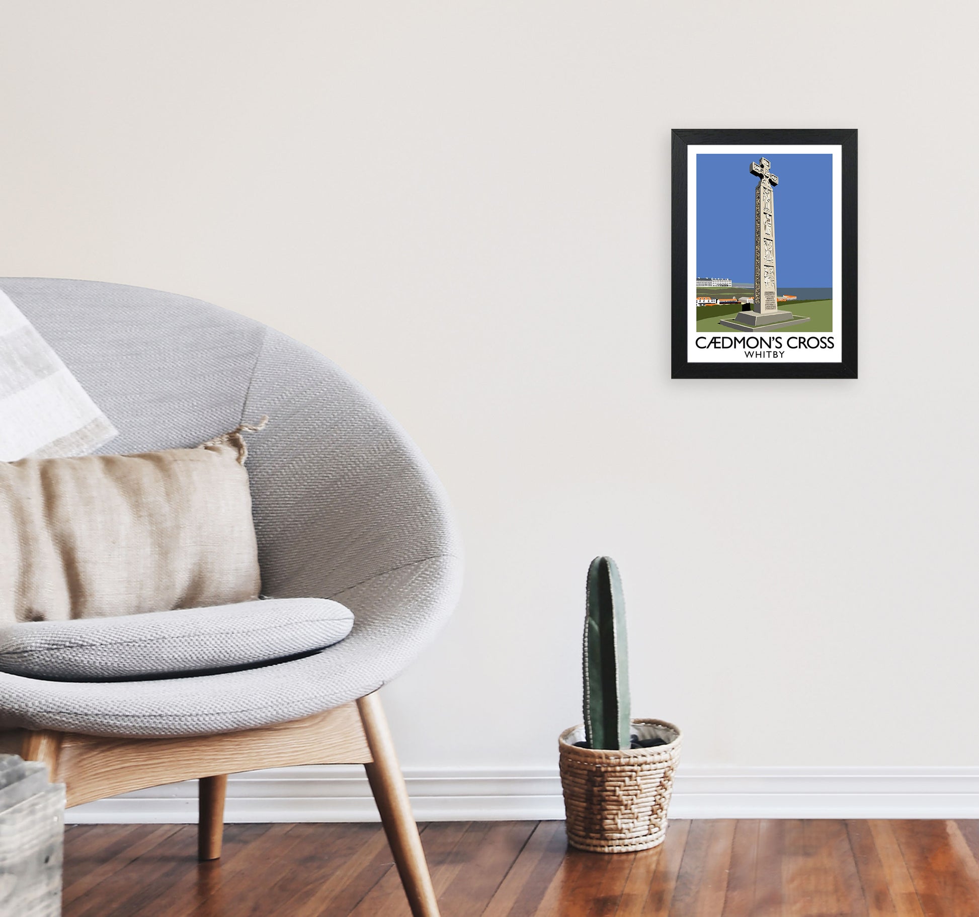 Caedmon's Cross Whitby Framed Digital Art Print by Richard O'Neill A4 White Frame