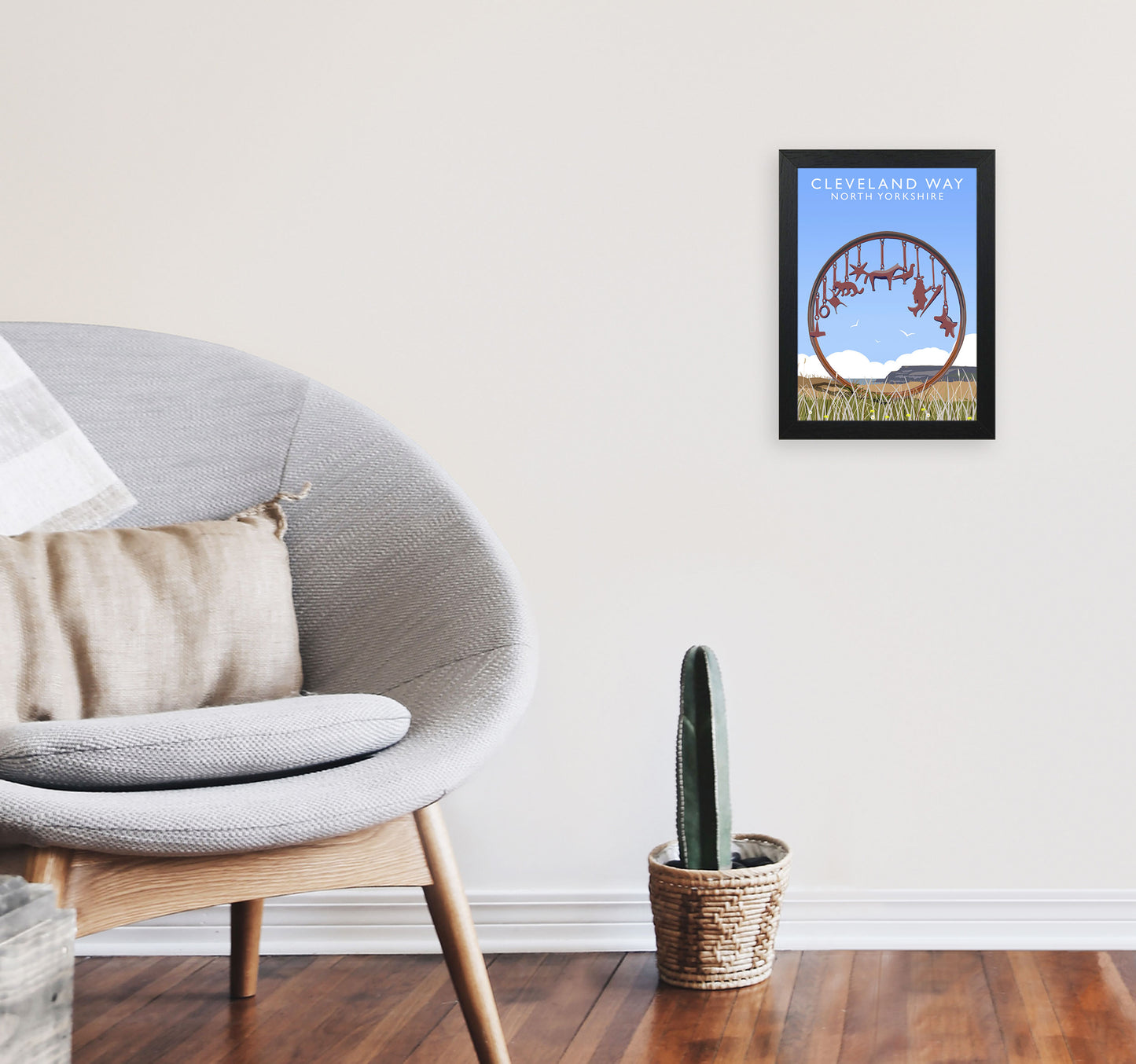 Cleveland Way North Yorkshire Framed Digital Art Print by Richard O'Neill A4 White Frame