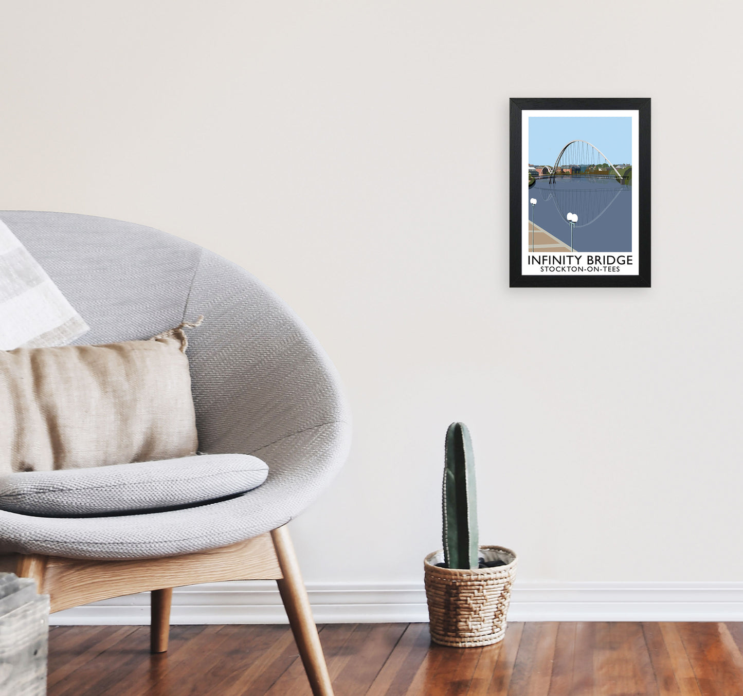 Infinity Bridge Stockton-On-Tees Art Print by Richard O'Neill A4 White Frame