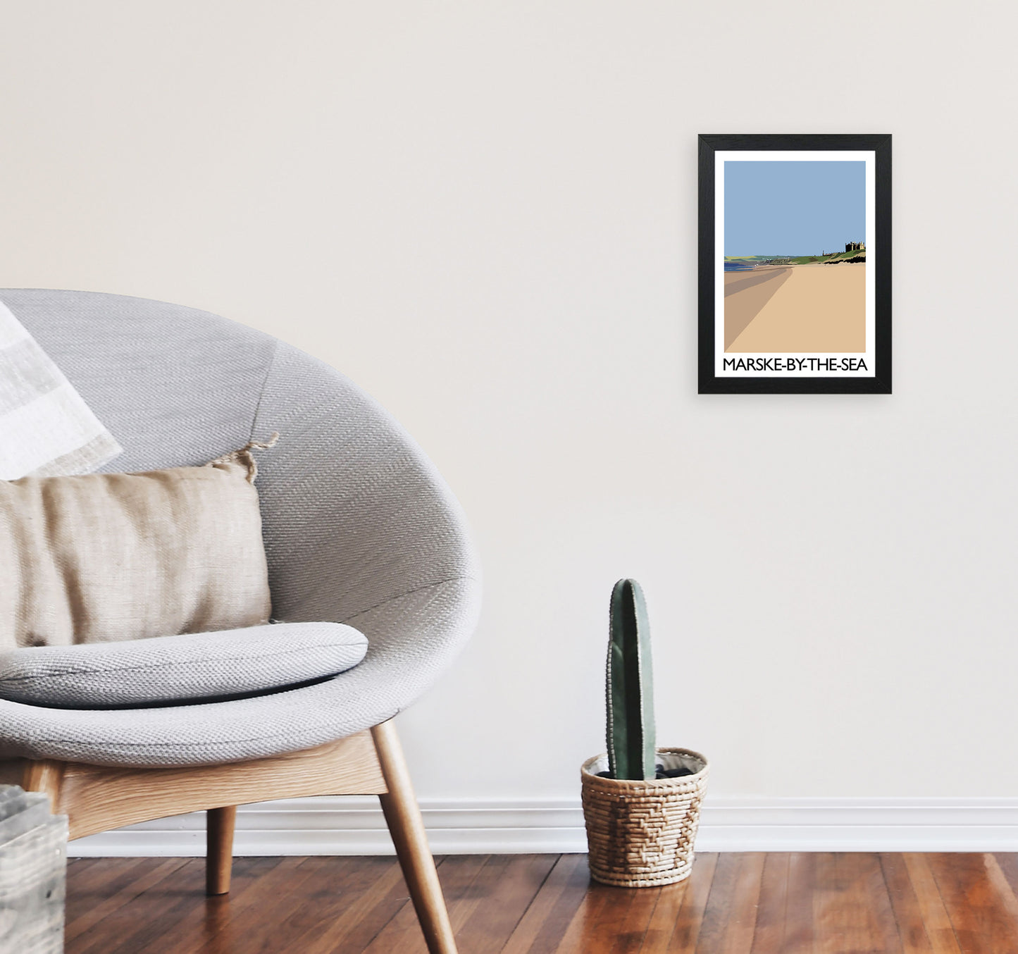 Marske-By-the-Sea Art Print by Richard O'Neill A4 White Frame