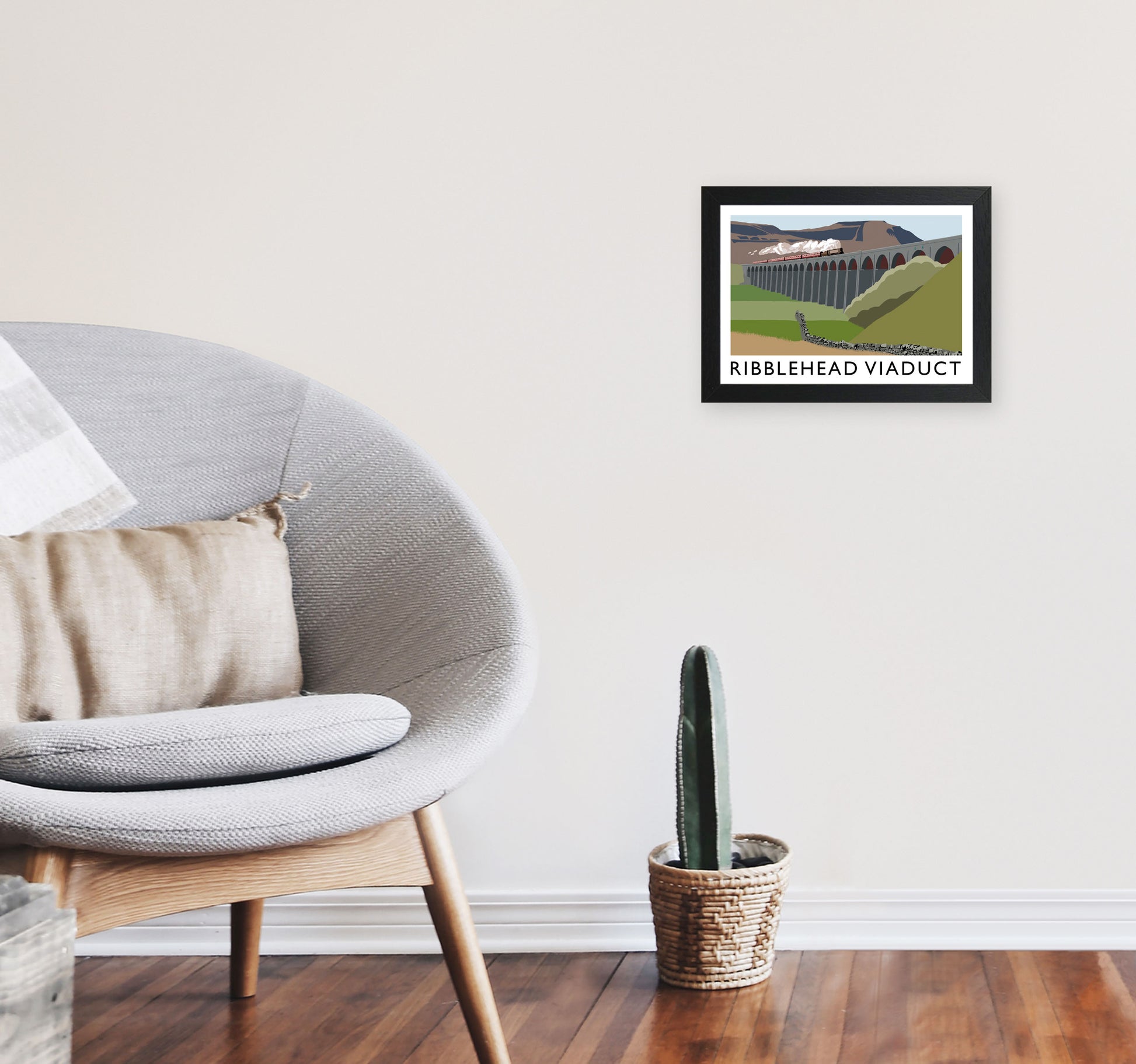 Ribblehead Viaduct Art Print by Richard O'Neill A4 White Frame