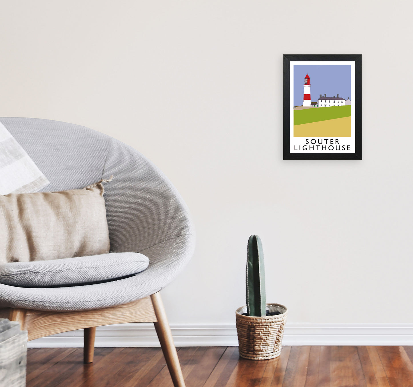 Souter Lighthouse Framed Digital Art Print by Richard O'Neill A4 White Frame