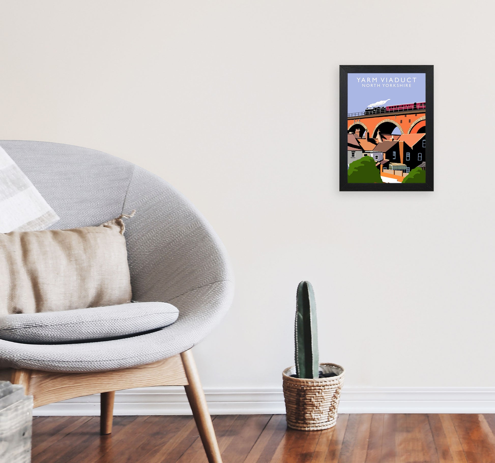 Yarm Viaduct by Richard O'Neill A4 White Frame