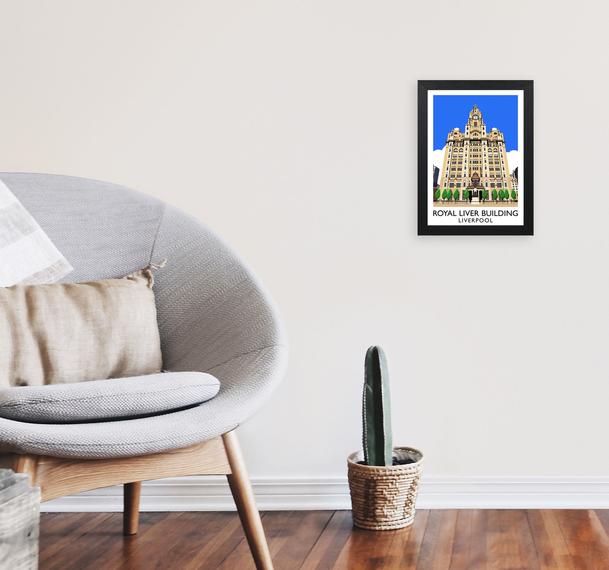 Royal Liver Building by Richard O'Neill A4 White Frame