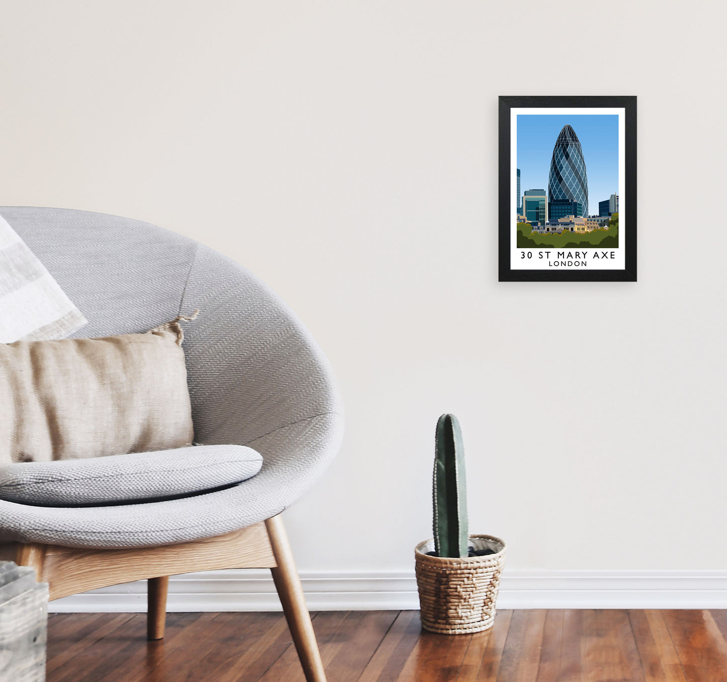 30 St Mary Axe London Travel Art Print by Richard O'Neill A4 White Frame