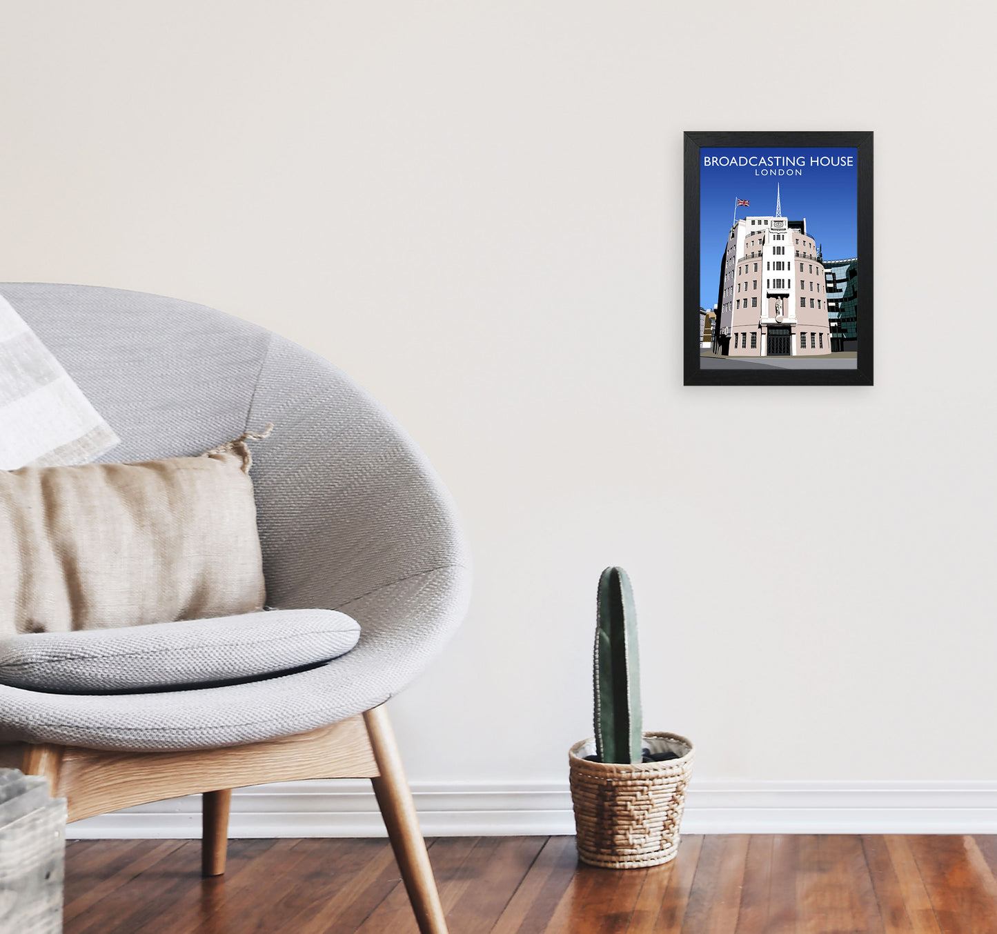 Broadcasting House by Richard O'Neill A4 White Frame