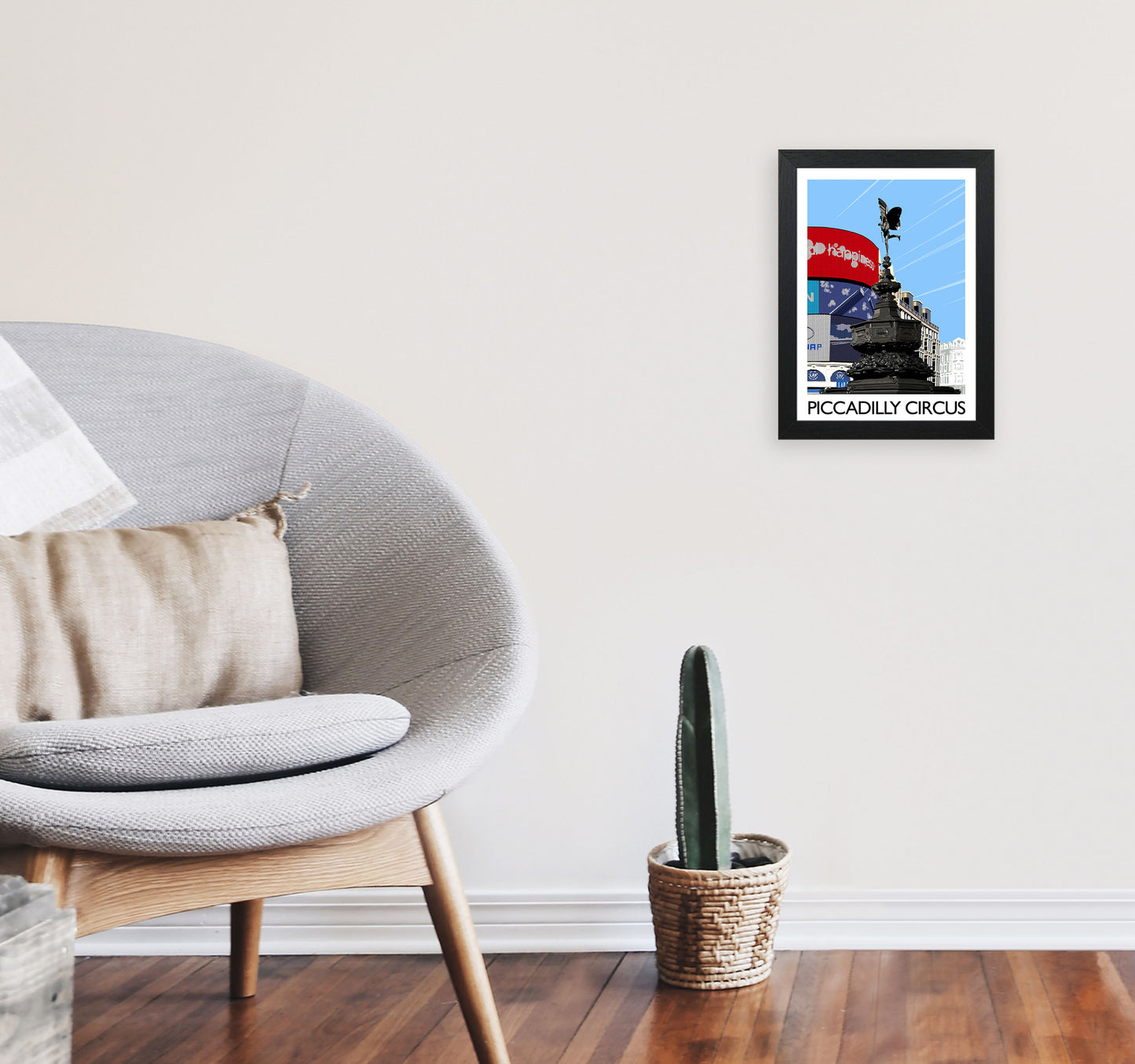 Piccadilly Circus London Portrait Art Print by Richard O'Neill A4 White Frame