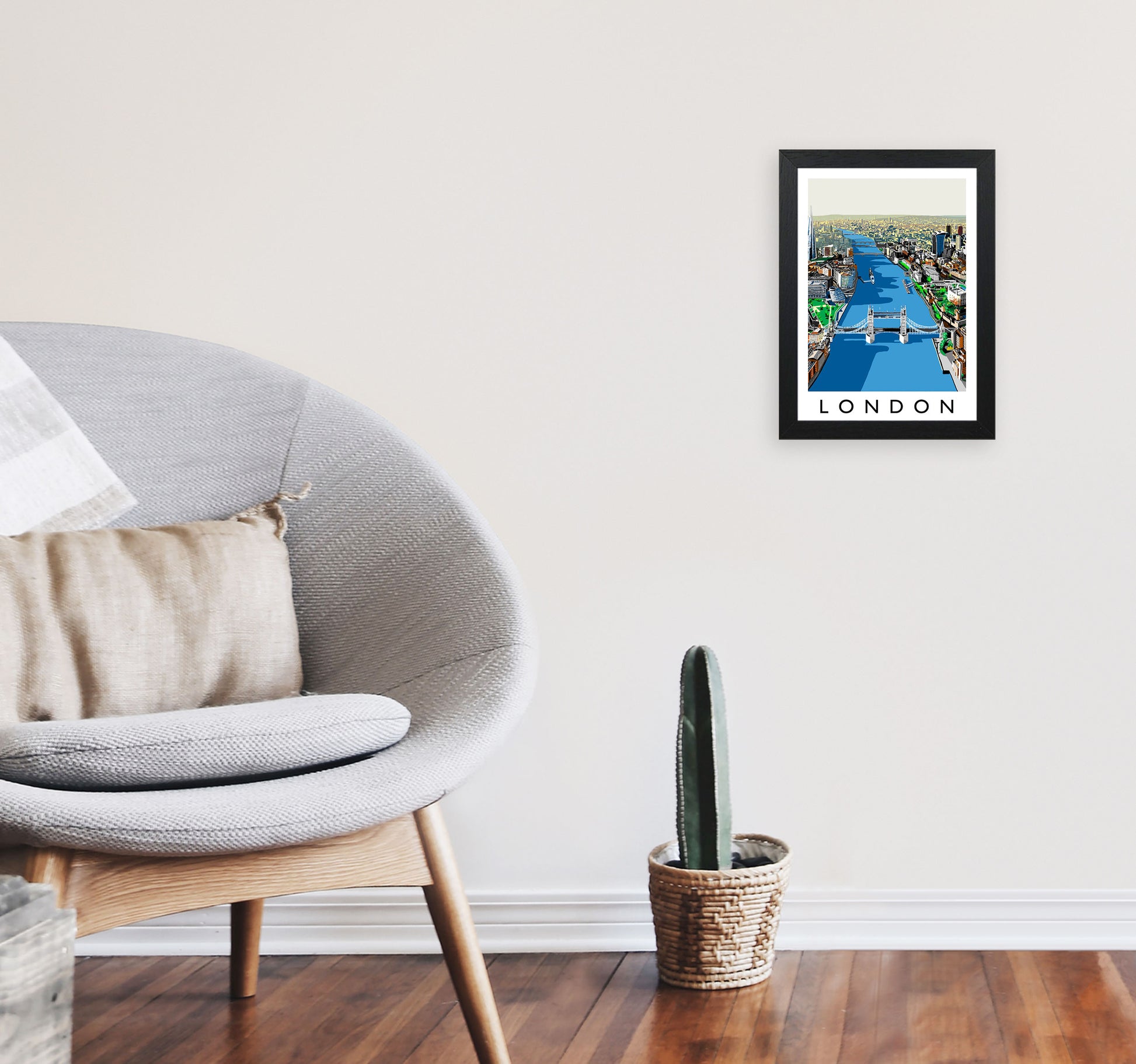 London Travel Art Print by Richard O'Neill A4 White Frame