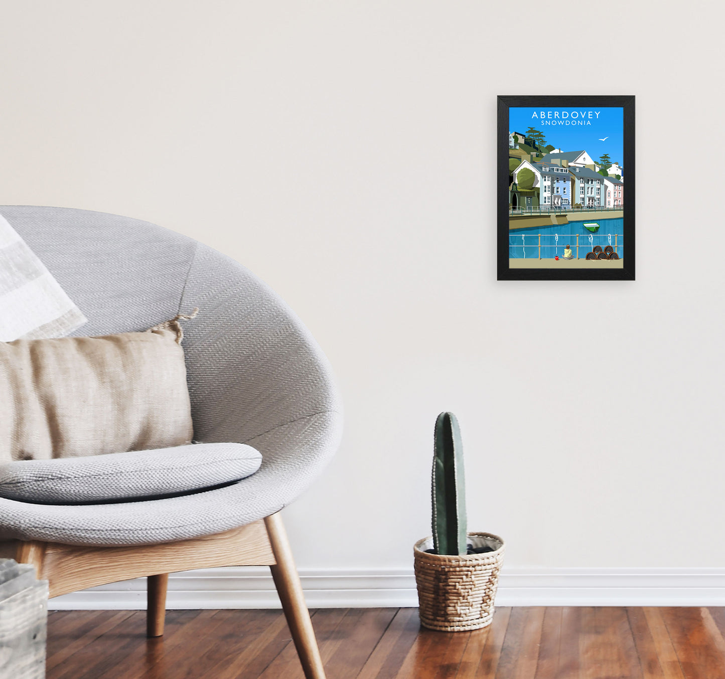 Aberdovey Snowdonia Art Print by Richard O'Neill A4 White Frame