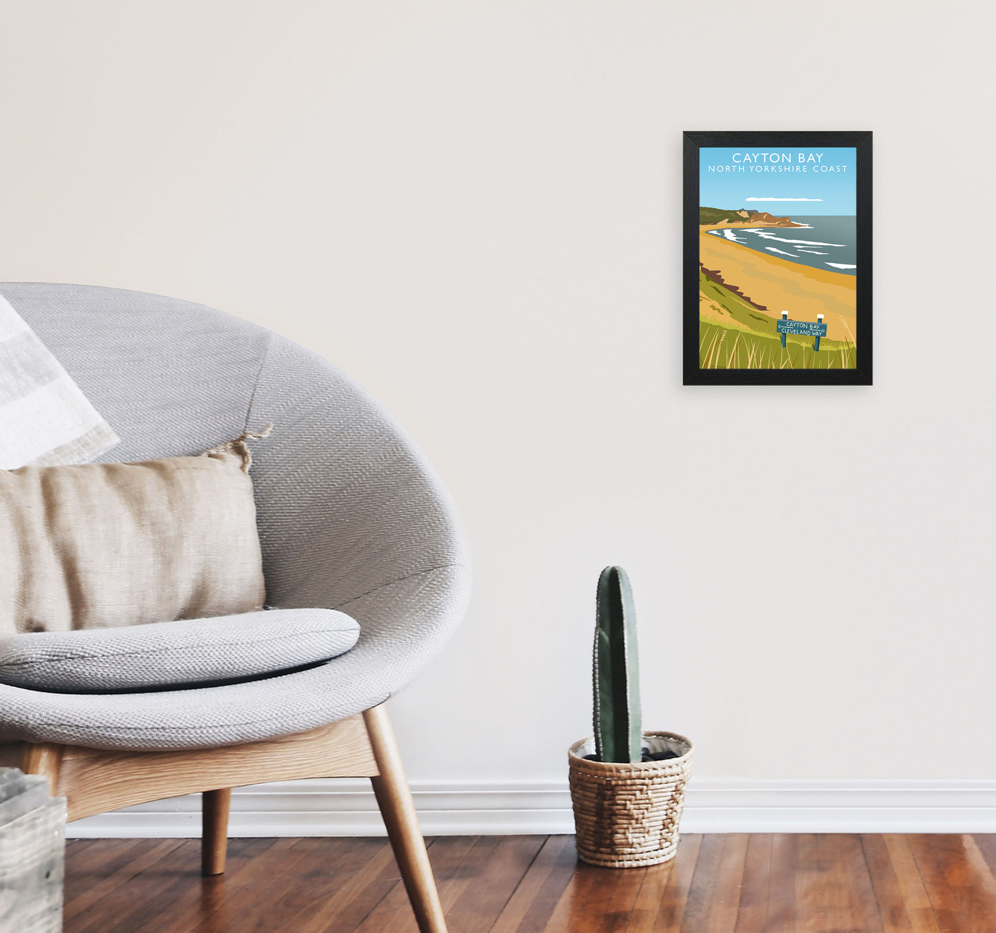 Cayton Bay North Yorkshire Coast Portrait Framed Digital Art Print by Richard O'Neill A4 White Frame