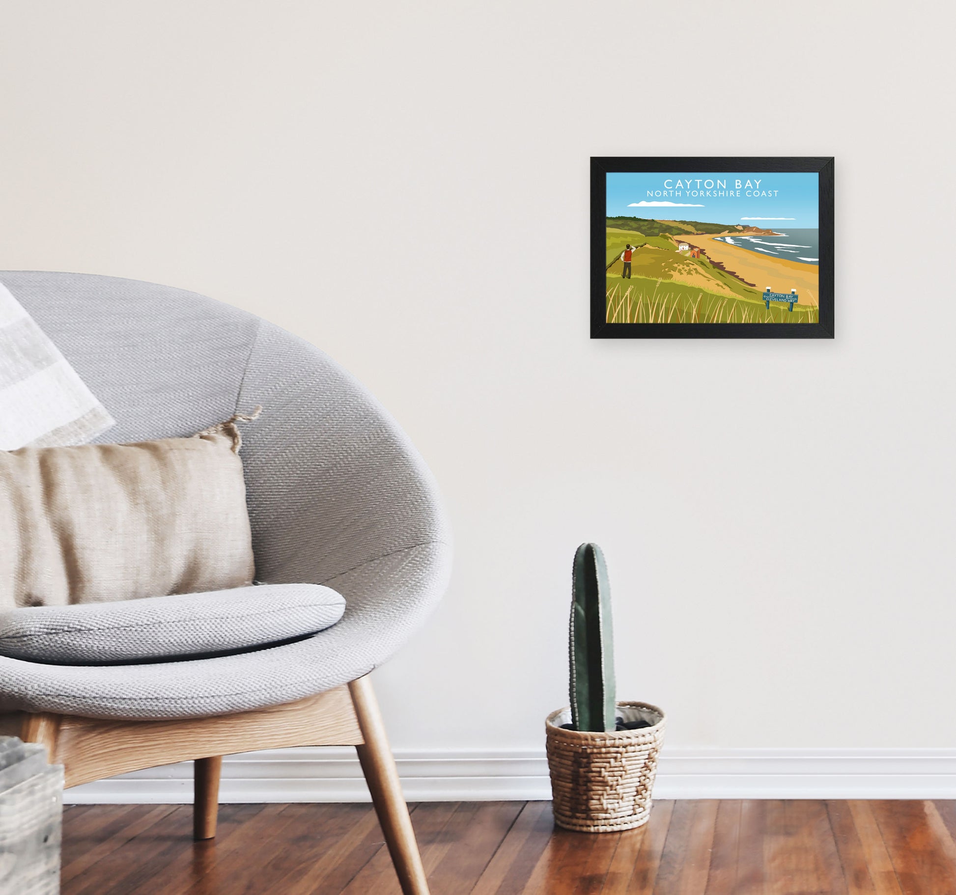 Cayton Bay North Yorkshire Coast Framed Digital Art Print by Richard O'Neill A4 White Frame