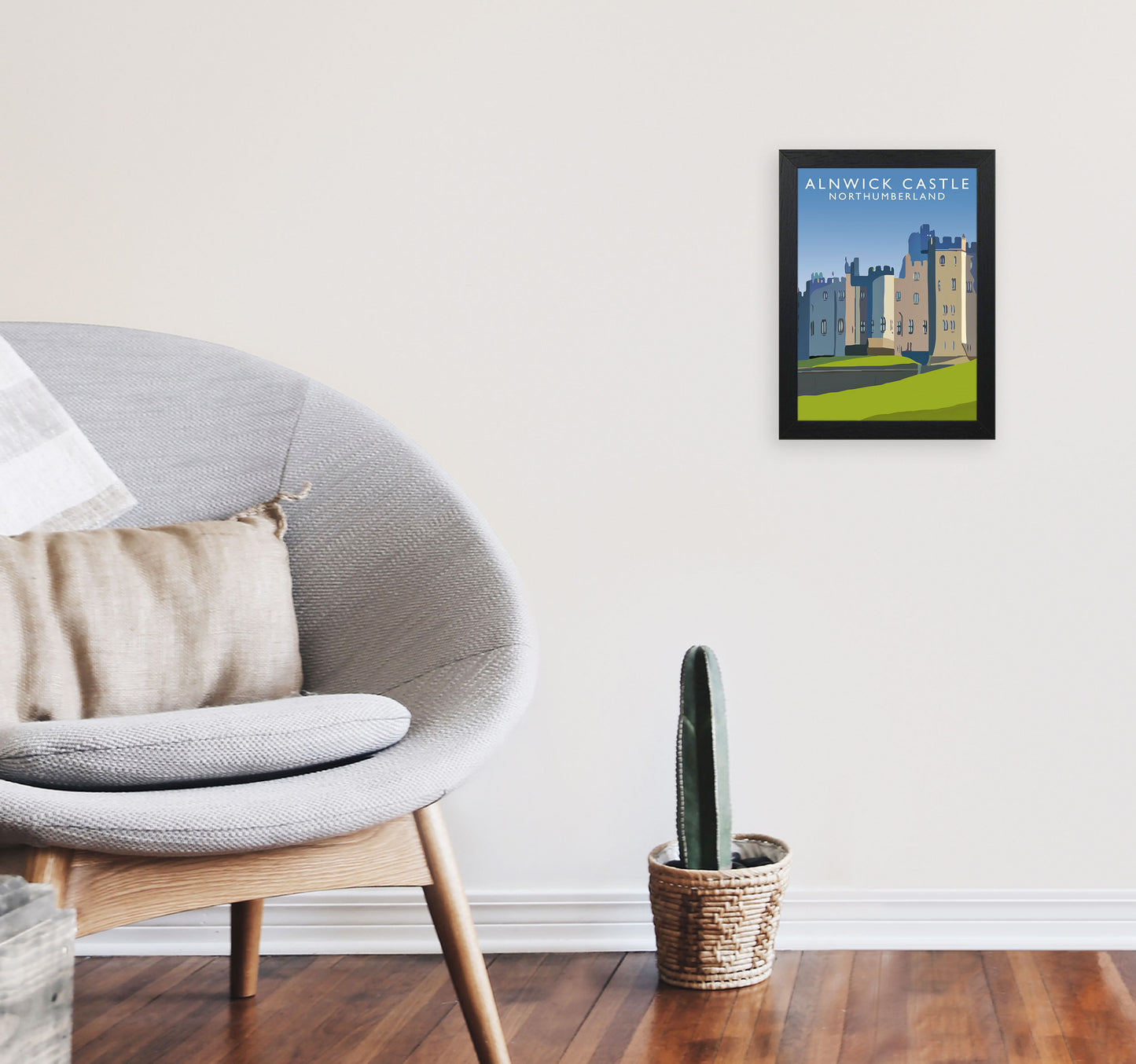 Alnwick Castle2 Portrait by Richard O'Neill A4 White Frame