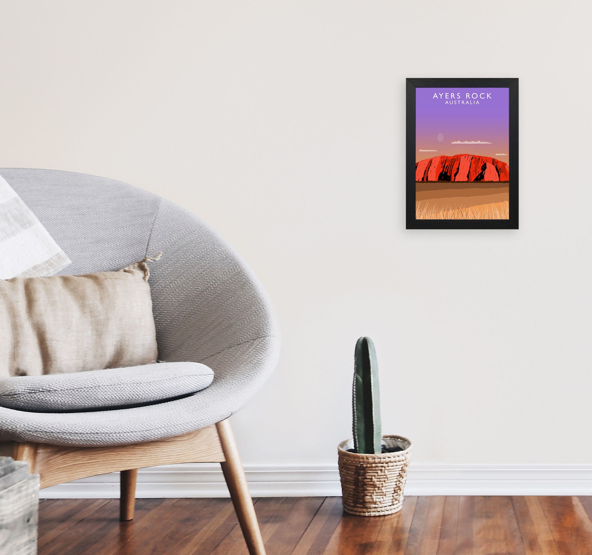 Ayers Rock Australia Art Print by Richard O'Neill A4 White Frame