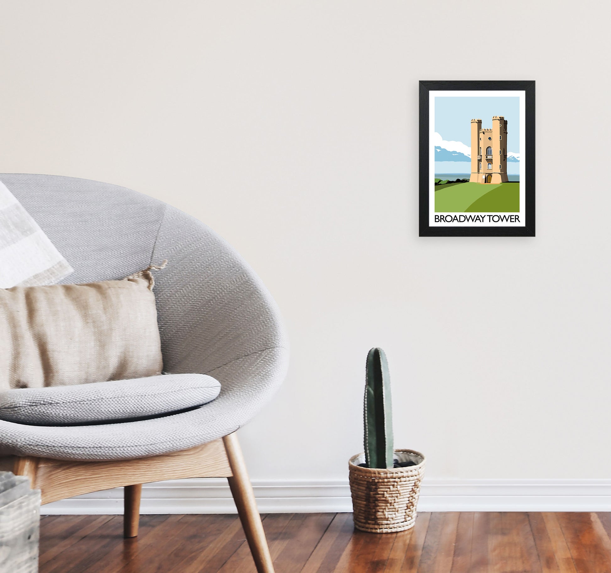 Broadway Tower Portrait Art Print by Richard O'Neill A4 White Frame