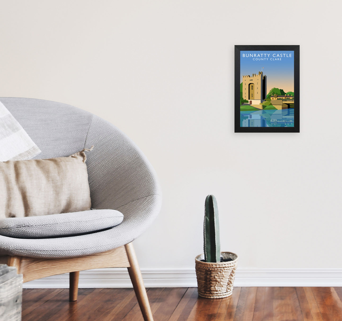 Bunratty Castle Portrait by Richard O'Neill A4 White Frame