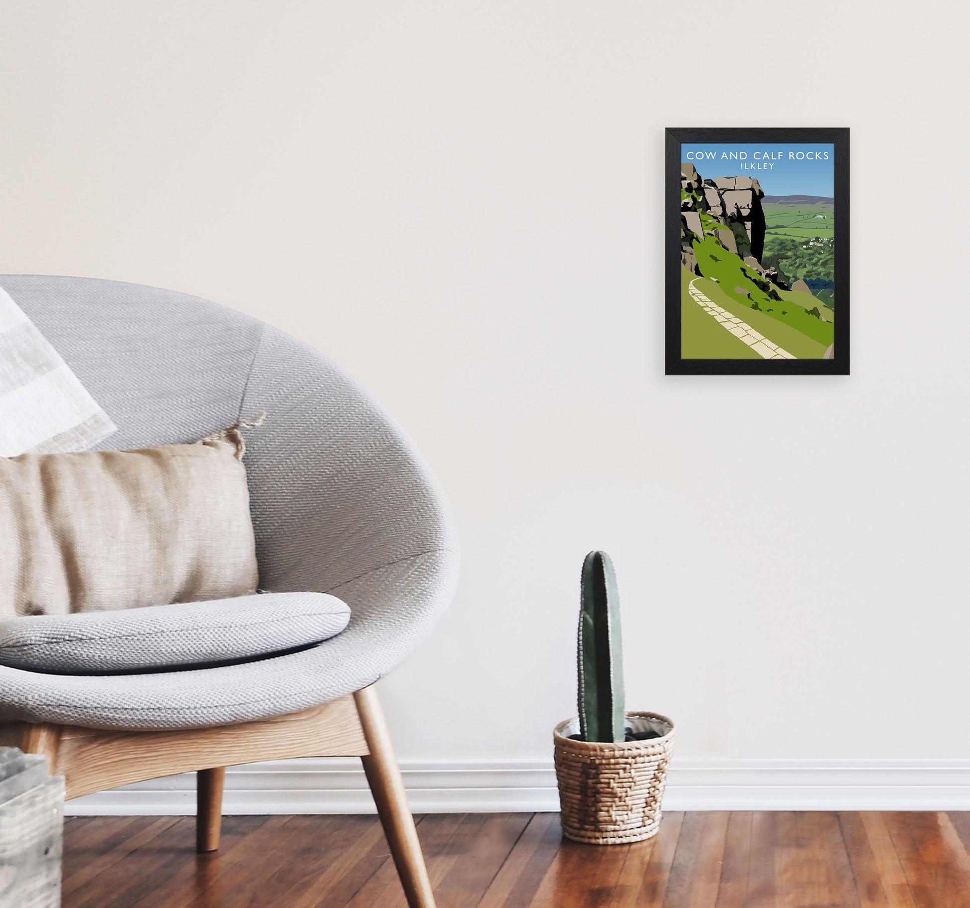 Cow And Calf Rocks Portrait by Richard O'Neill A4 White Frame