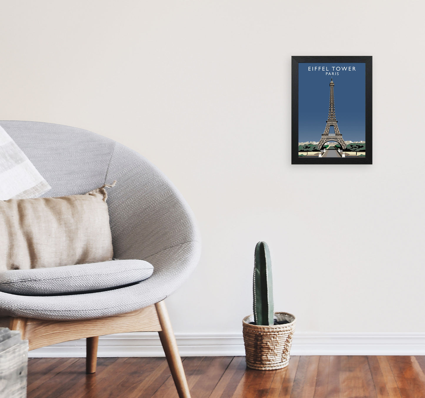 Eiffel Tower Portrait by Richard O'Neill A4 White Frame