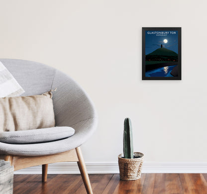 Glastonbury Tor Somerset Framed Digital Art Print by Richard O'Neill A4 White Frame