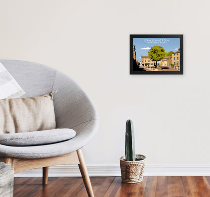 Grassington Yorkshire Dales Art Print by Richard O'Neill A4 White Frame