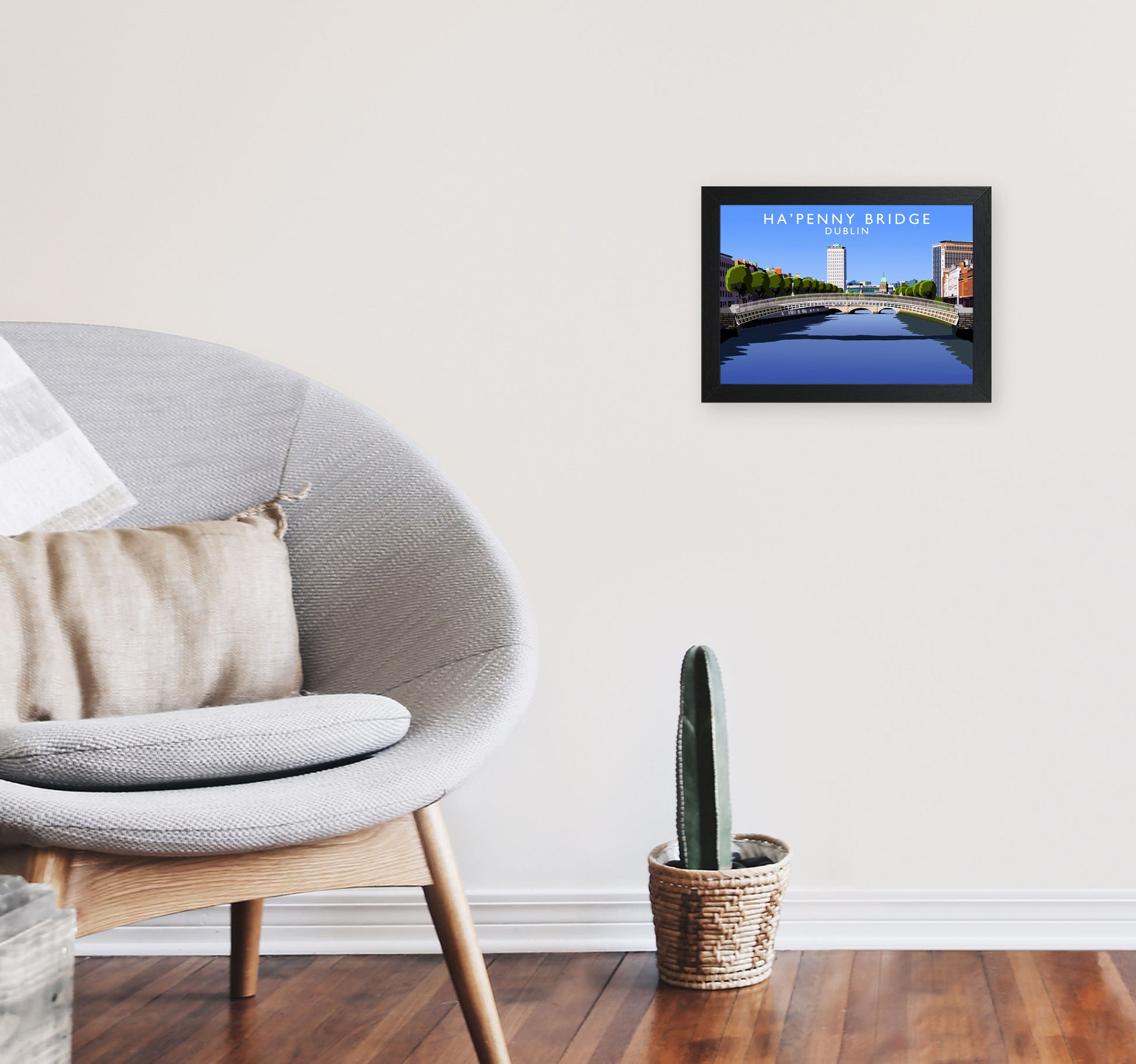 Ha' Penny Bridge by Richard O'Neill A4 White Frame