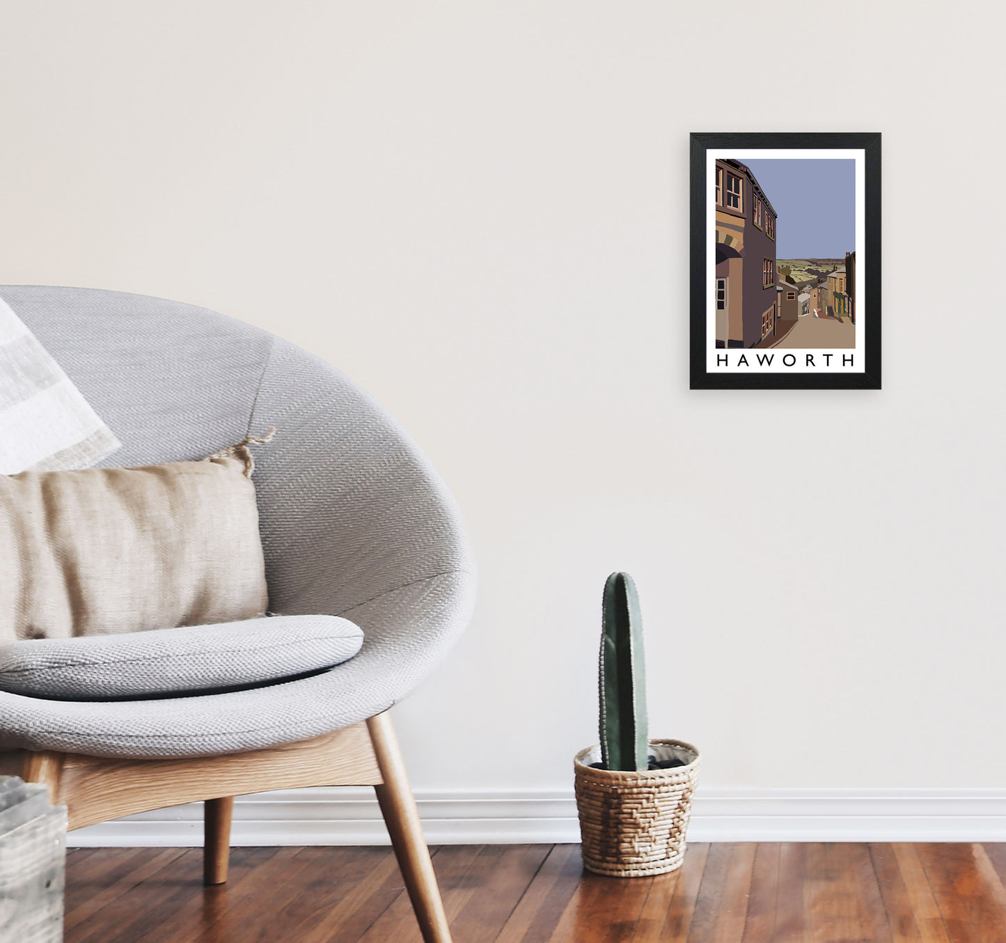 Haworth Travel Art Print by Richard O'Neill, Framed Wall Art A4 White Frame