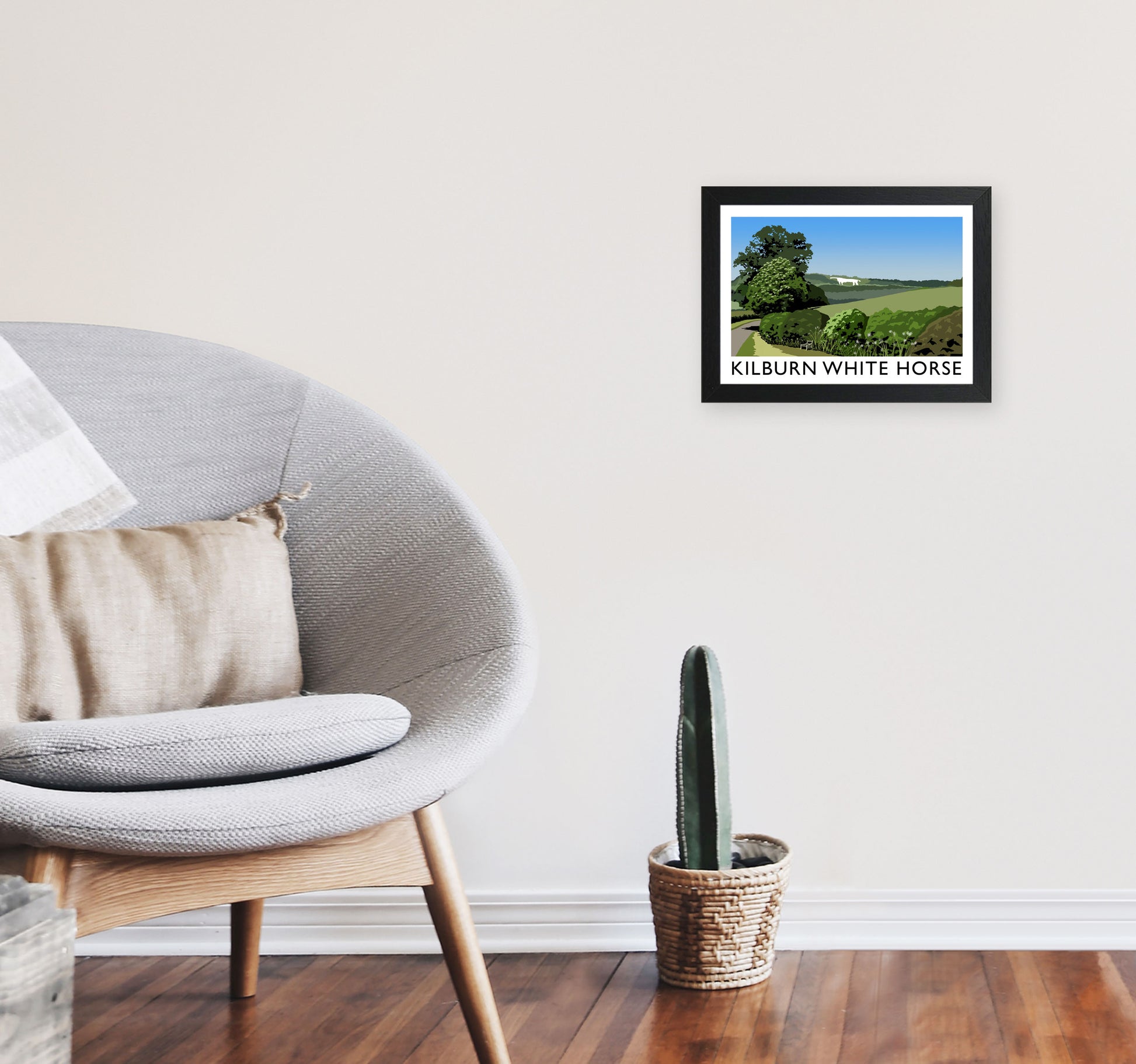 Kilburn White Horse Framed Digital Art Print by Richard O'Neill A4 White Frame