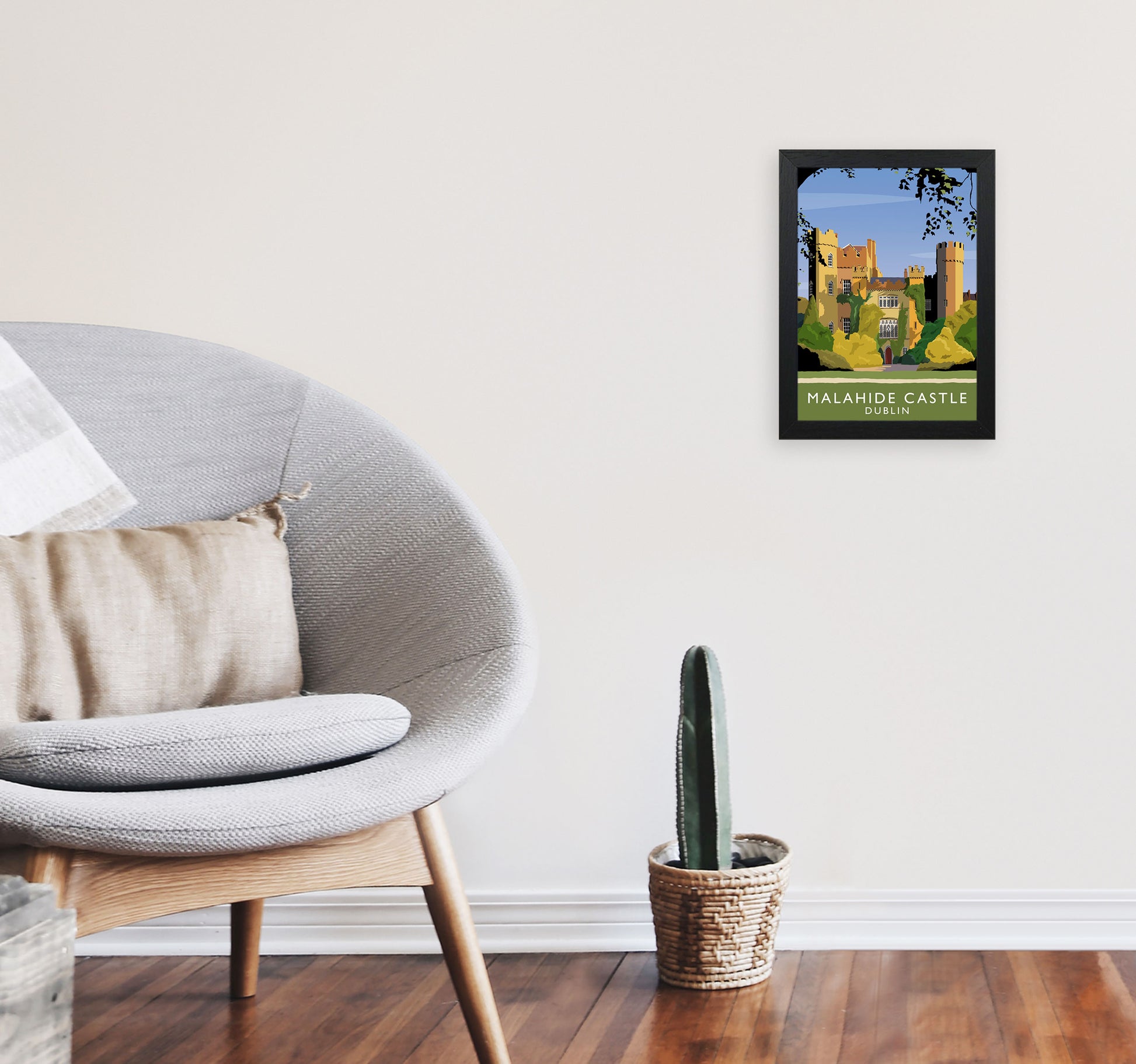 Malahide Castle Dublin Portrait  Travel Art Print by Richard O'Neill, Framed Wall Art A4 White Frame