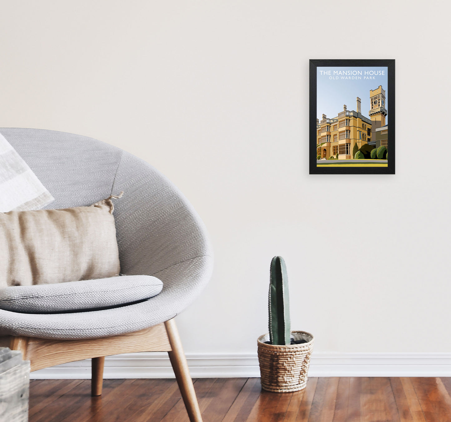 The Mansion House  Portrait Old Warden Park Travel Art Print by Richard O'Neill A4 White Frame